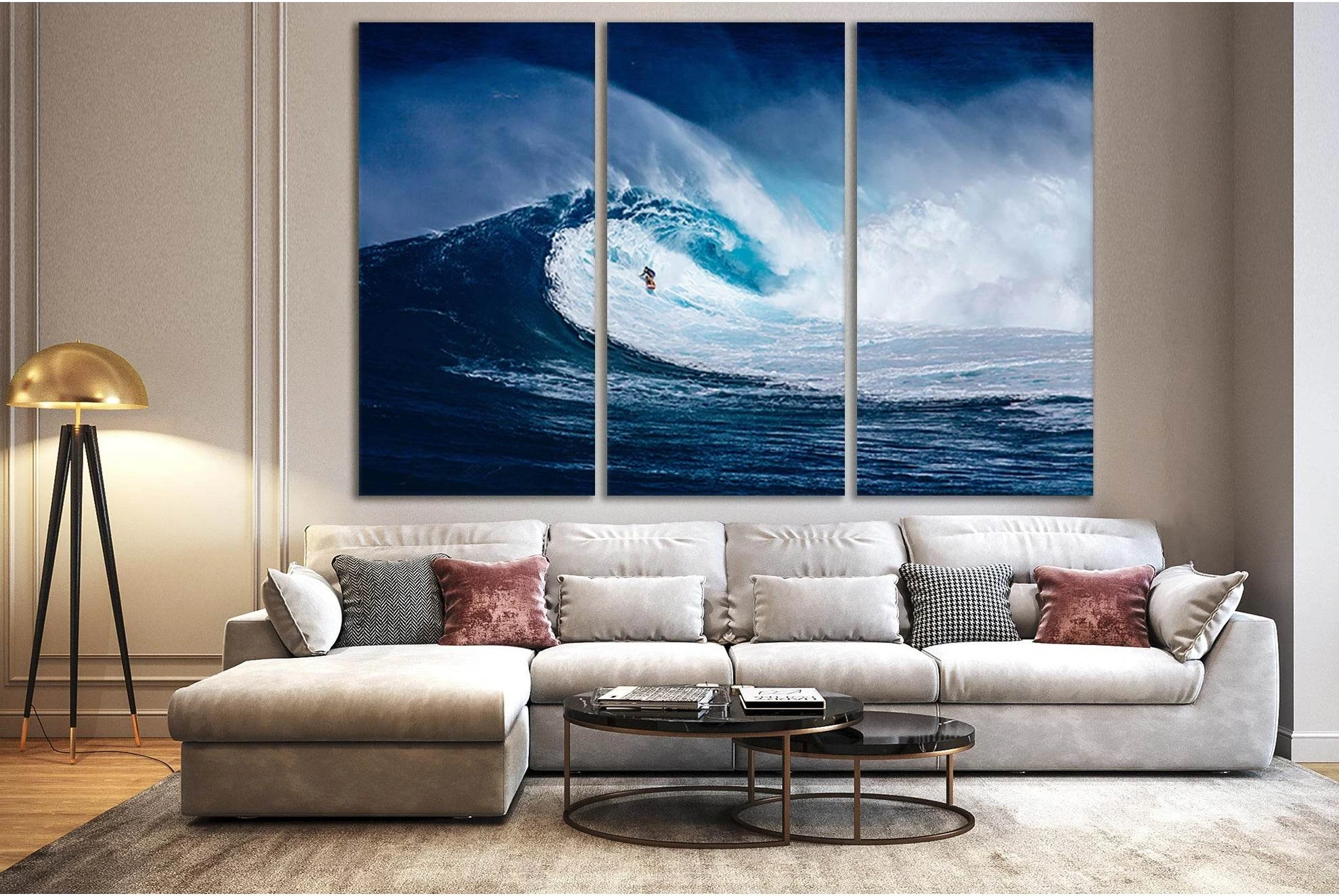 Surfer Conquers Ocean Wave №SL190 Ready to Hang Canvas Print - Zellart Canvas Prints 0new, ALL_Products, Beach Ocean & Waves