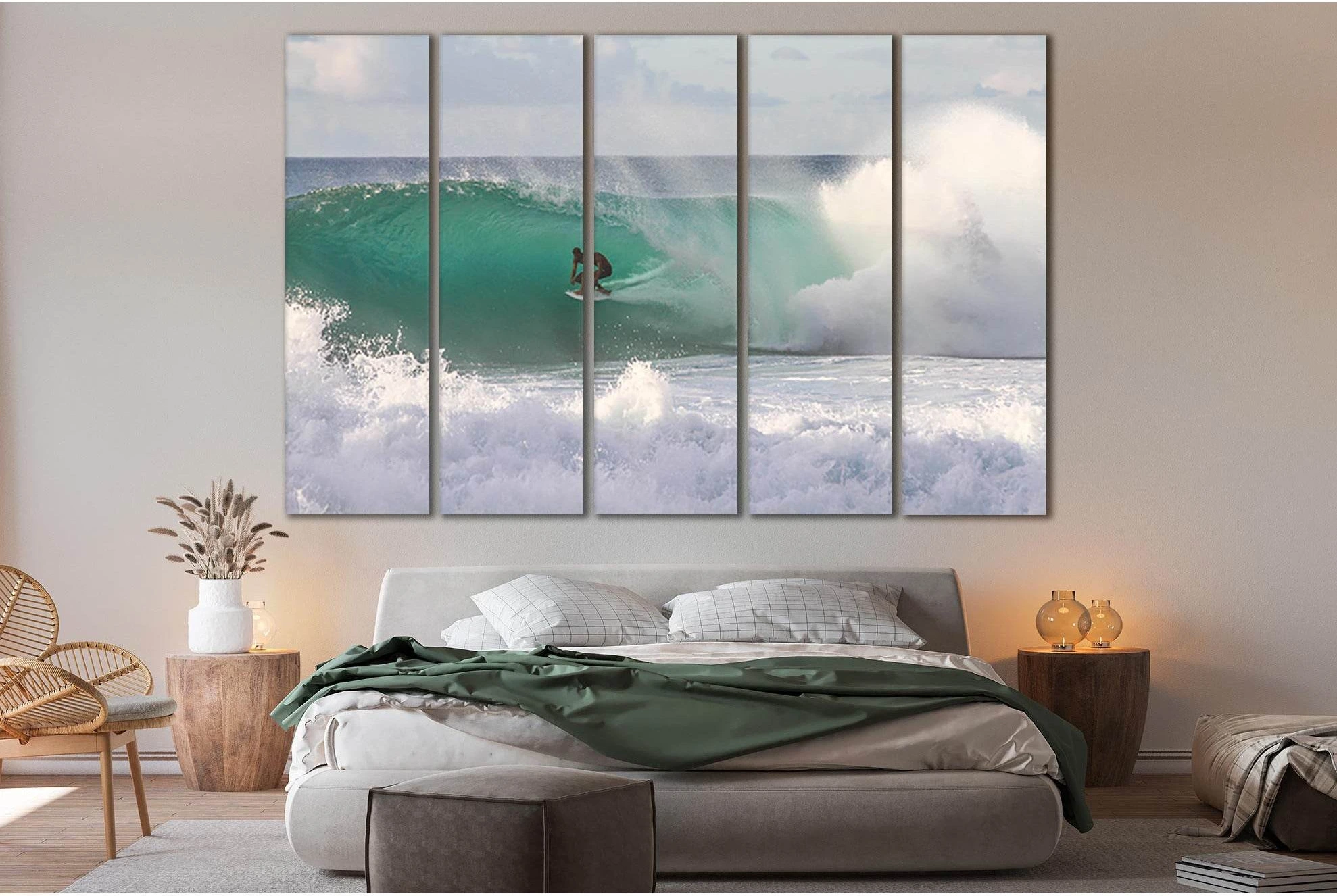 Surfer In The Foaming Water №SL82 Ready to Hang Canvas Print - Zellart Canvas Prints 0new, ALL_Products, Beach Ocean & Waves