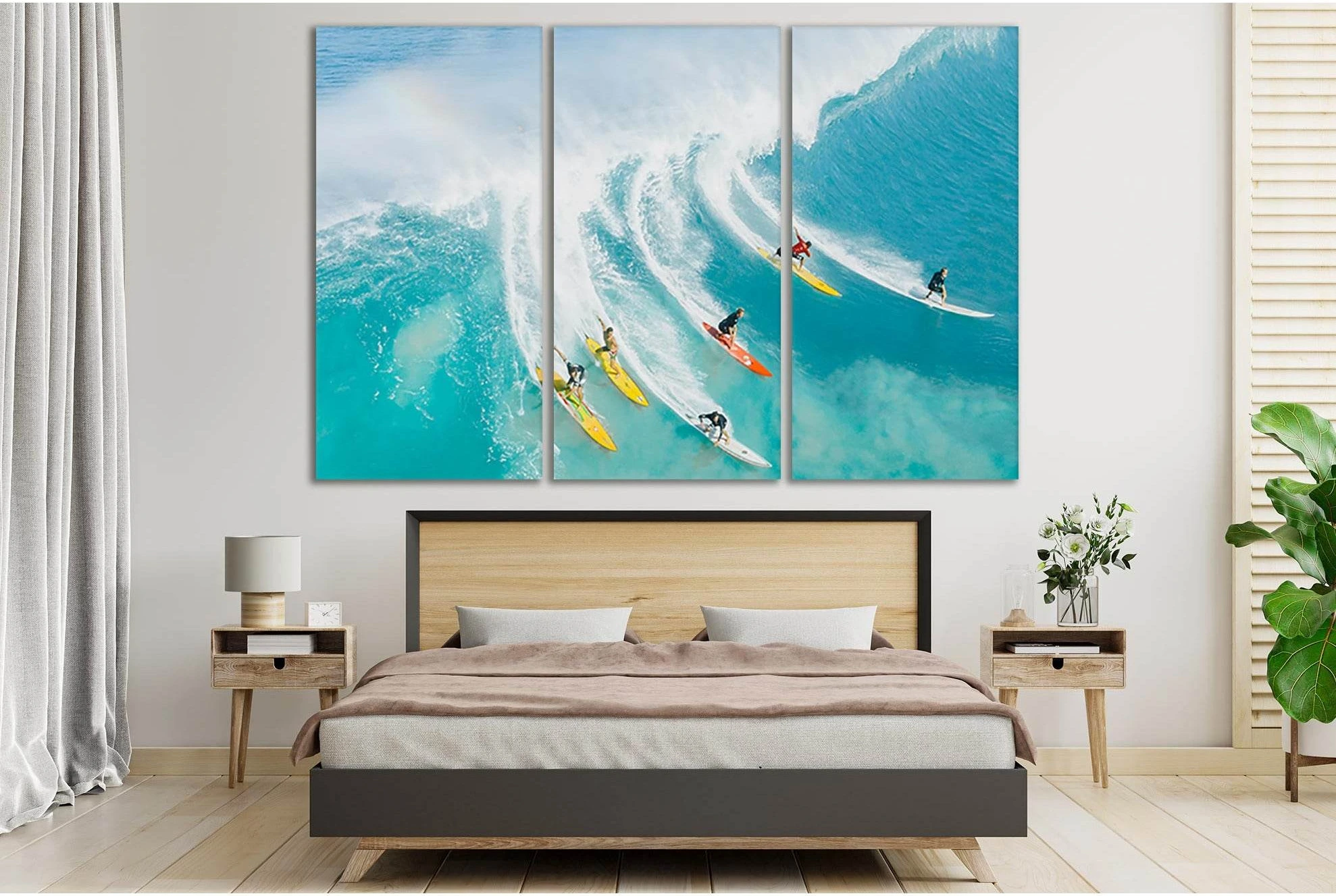 Surfing On Sea Waves №SL161 Ready to Hang Canvas Print - Zellart Canvas Prints 0new, ALL_Products, Beach Ocean & Waves
