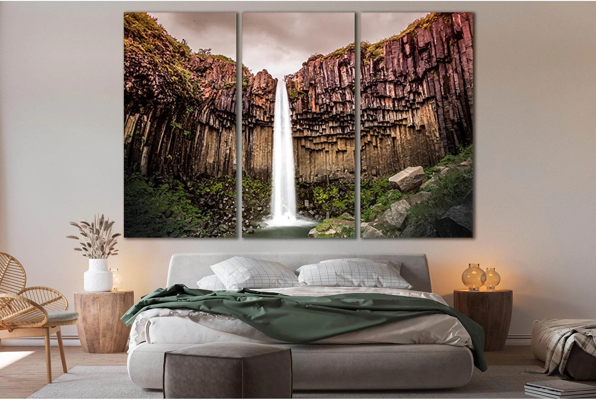 Svartifoss Waterfall In Iceland №SL460 Ready to Hang Canvas Print - Zellart Canvas Prints 0new, ALL_Products, Waterfall, Waterfall Wall Art