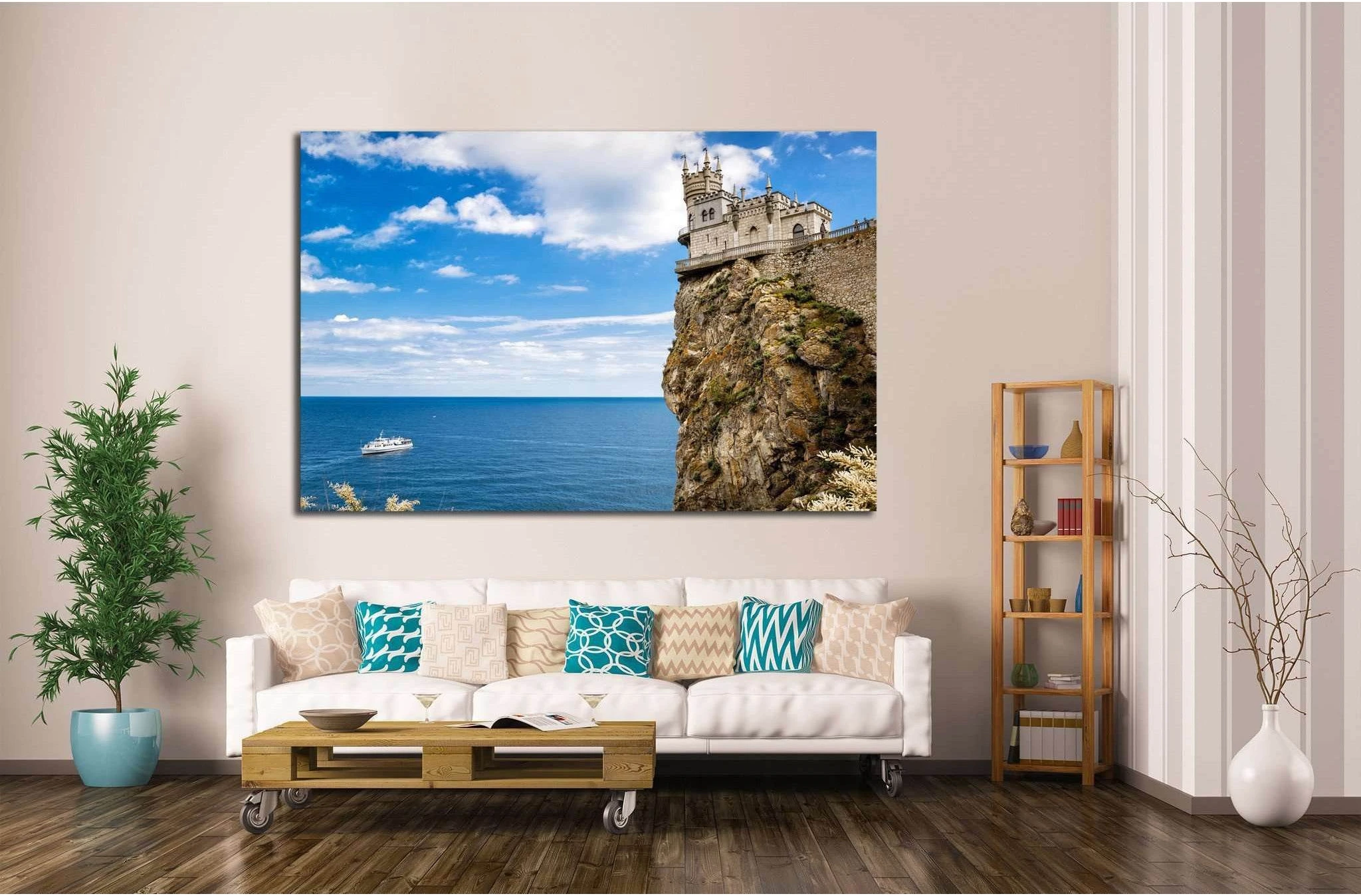 Swallow's Nest castle, Black Sea in Crimea, Ukraine №1812 Ready to Hang Canvas Print - Zellart Canvas Prints ALL_Products, s-1812