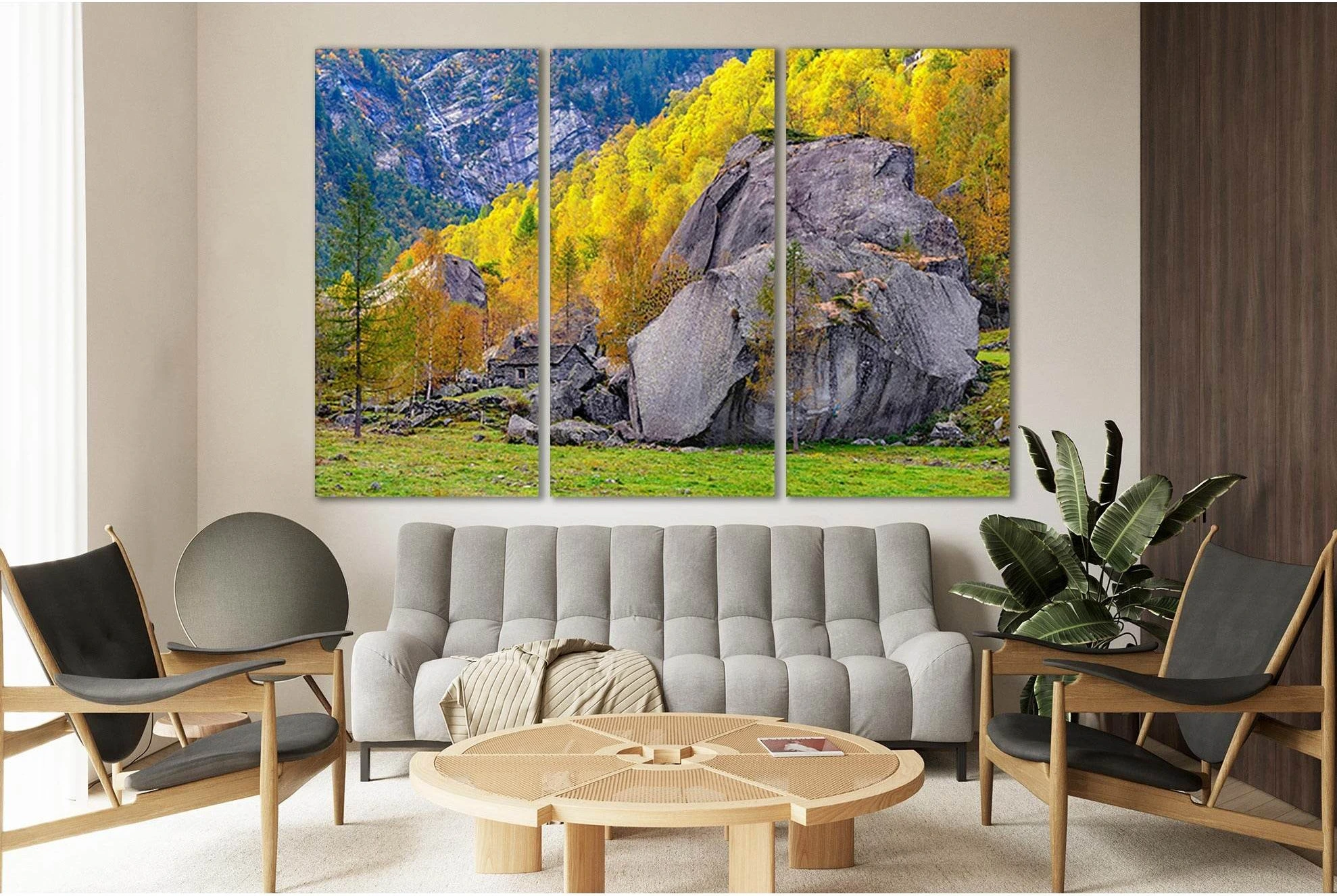 Switzerland Mountains Autumn №SL1071 Ready to Hang Canvas Print - Zellart Canvas Prints 0new, ALL_Products, Trees Wall Art