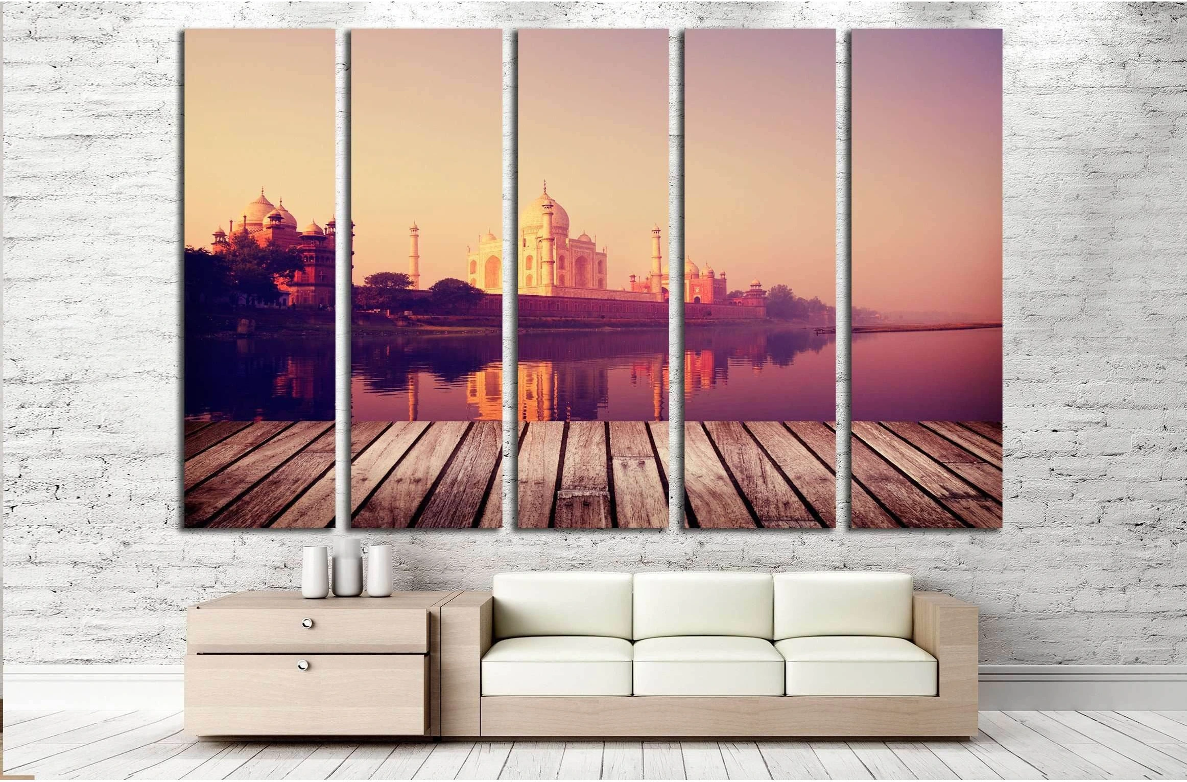 Taj Mahal India Seven Wonders Travel Destination Concept №2285 Ready to Hang Canvas Print - Zellart Canvas Prints ALL_Products, s-2285