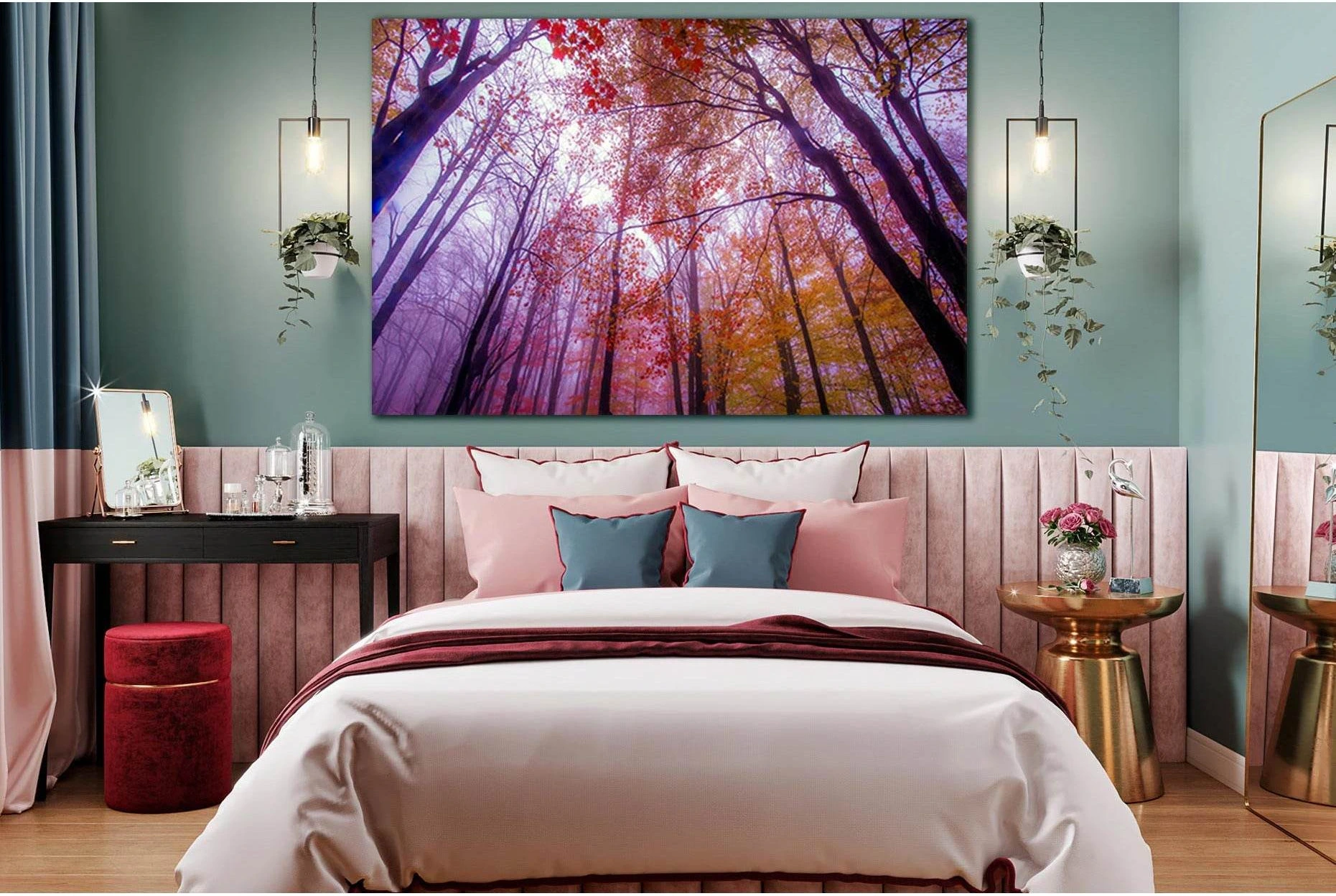 Tall Autumn Trees №SL803 Ready to Hang Canvas Print - Zellart Canvas Prints 0new, ALL_Products, Trees Wall Art