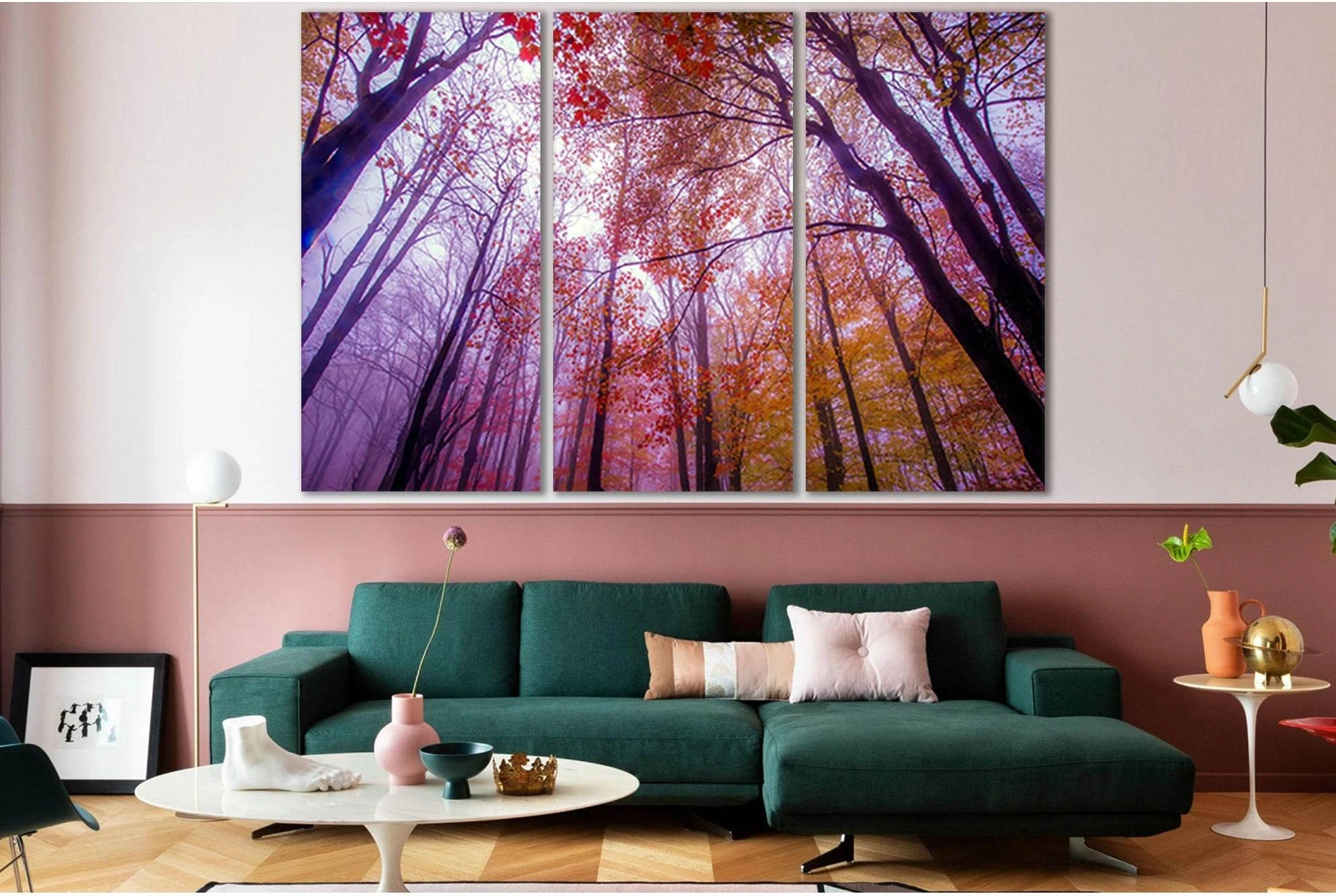 Tall Autumn Trees №SL803 Ready to Hang Canvas Print - Zellart Canvas Prints 0new, ALL_Products, Trees Wall Art