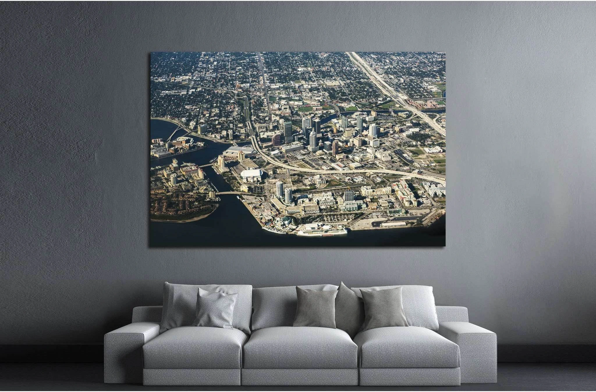 Tampa, Florida Aerial View on a sunny day №1730 Ready to Hang Canvas Print - Zellart Canvas Prints ALL_Products, s-1730