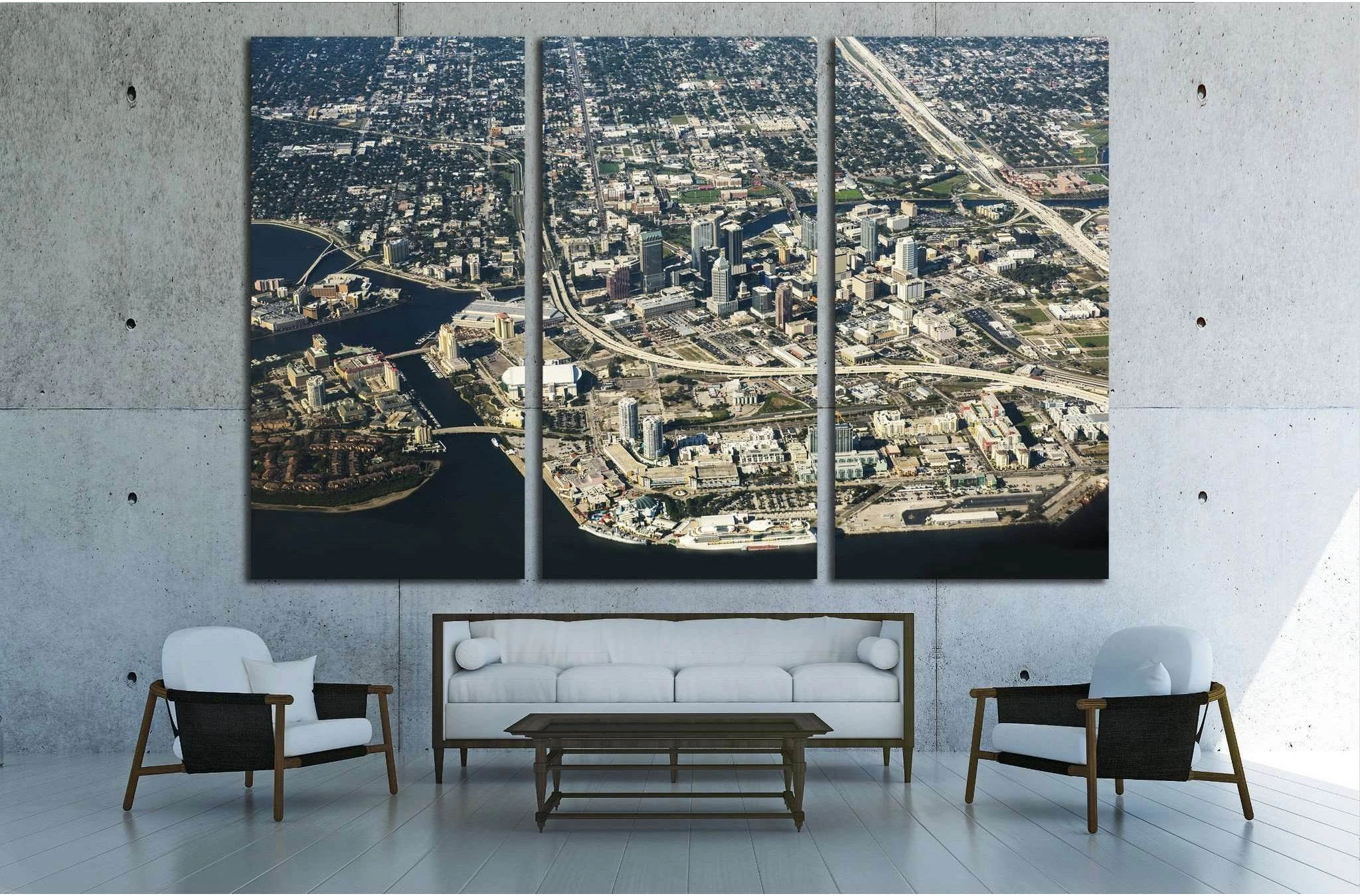 Tampa, Florida Aerial View on a sunny day №1730 Ready to Hang Canvas Print - Zellart Canvas Prints ALL_Products, s-1730