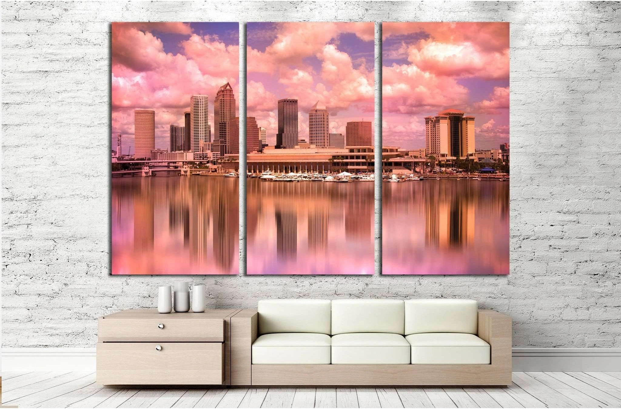 Tampa Florida skyline during colorful sunset №1679 Ready to Hang Canvas Print - Zellart Canvas Prints ALL_Products, s-1679