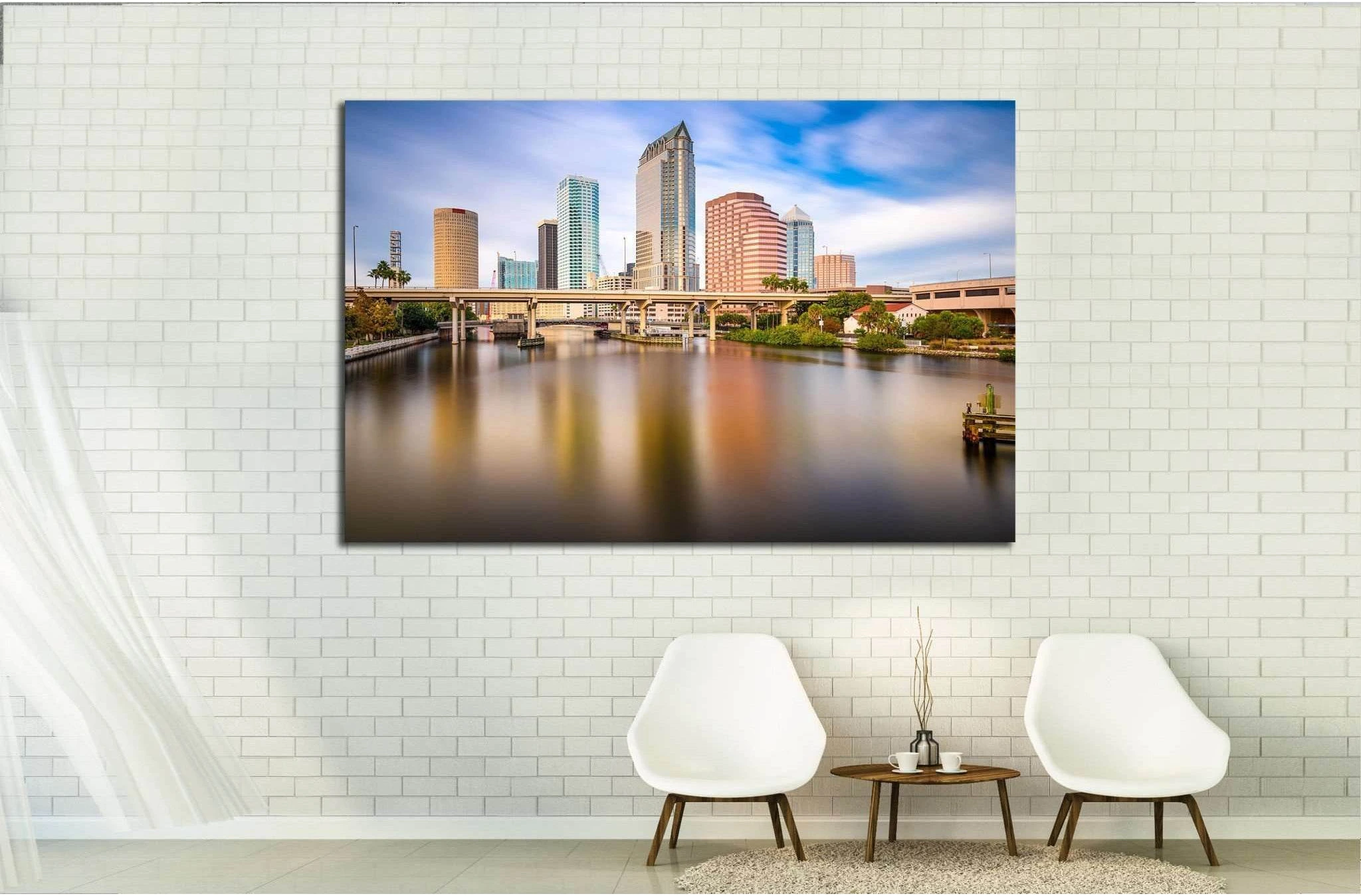 Tampa, FLorida, USA downtown city skyline on the Hillsborough River №1690 Ready to Hang Canvas Print - Zellart Canvas Prints ALL_Products, s-1690