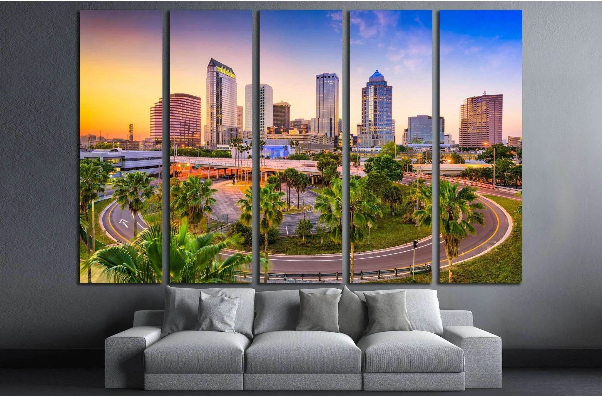 Tampa, Florida, USA downtown skyline №1236 Ready to Hang Canvas Print - Zellart Canvas Prints ALL_Products, s-1236