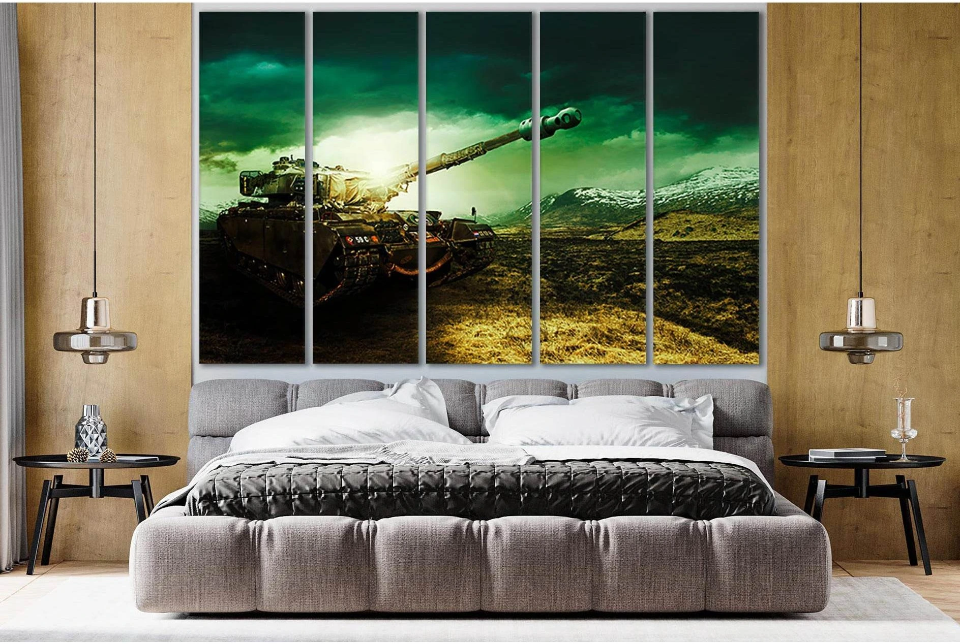 Tank In The Field №SL776 Ready to Hang Canvas Print - Zellart Canvas Prints 0new, ALL_Products, Engine, Engines Wall Art