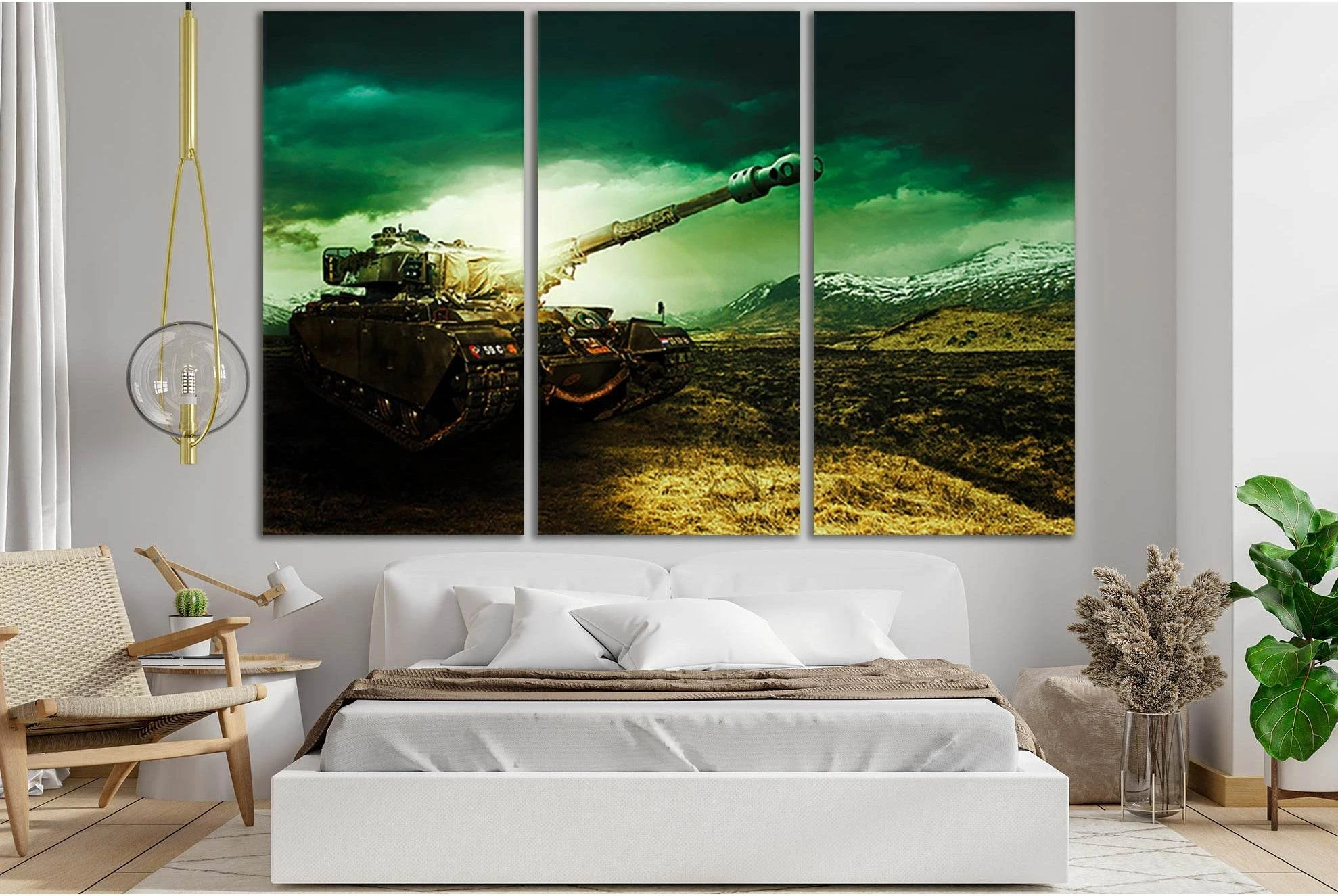 Tank In The Field №SL776 Ready to Hang Canvas Print - Zellart Canvas Prints 0new, ALL_Products, Engine, Engines Wall Art