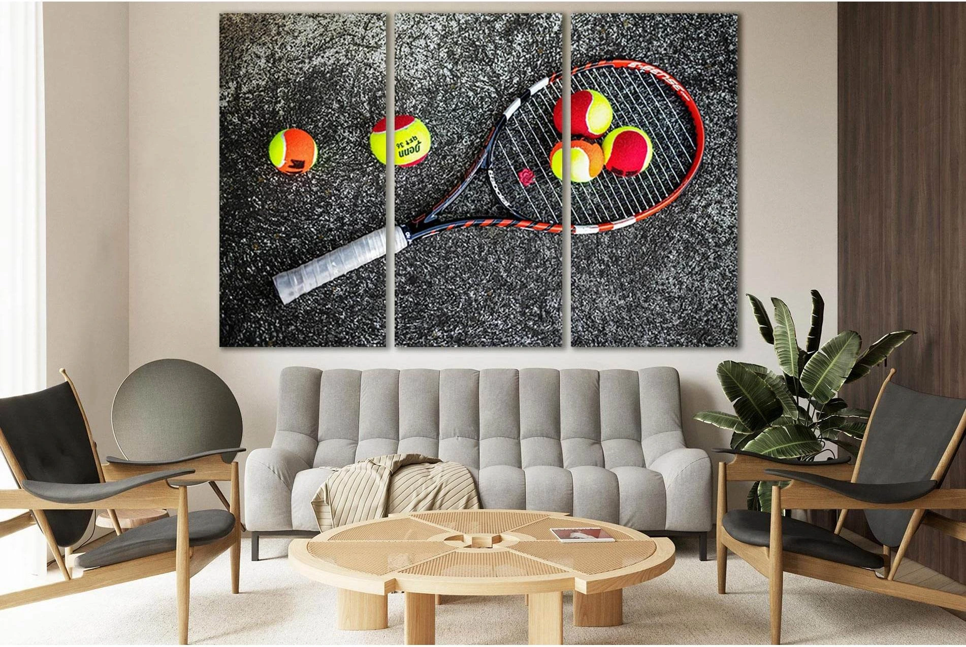 Tennis Racket With Balls №SL908 Ready to Hang Canvas Print - Zellart Canvas Prints 0new, ALL_Products, Sports & Motivation