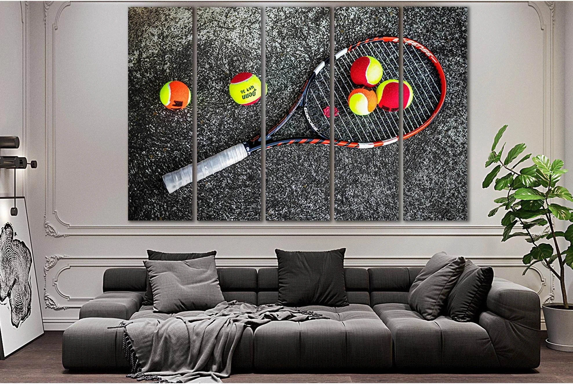 Tennis Racket With Balls №SL908 Ready to Hang Canvas Print - Zellart Canvas Prints 0new, ALL_Products, Sports & Motivation