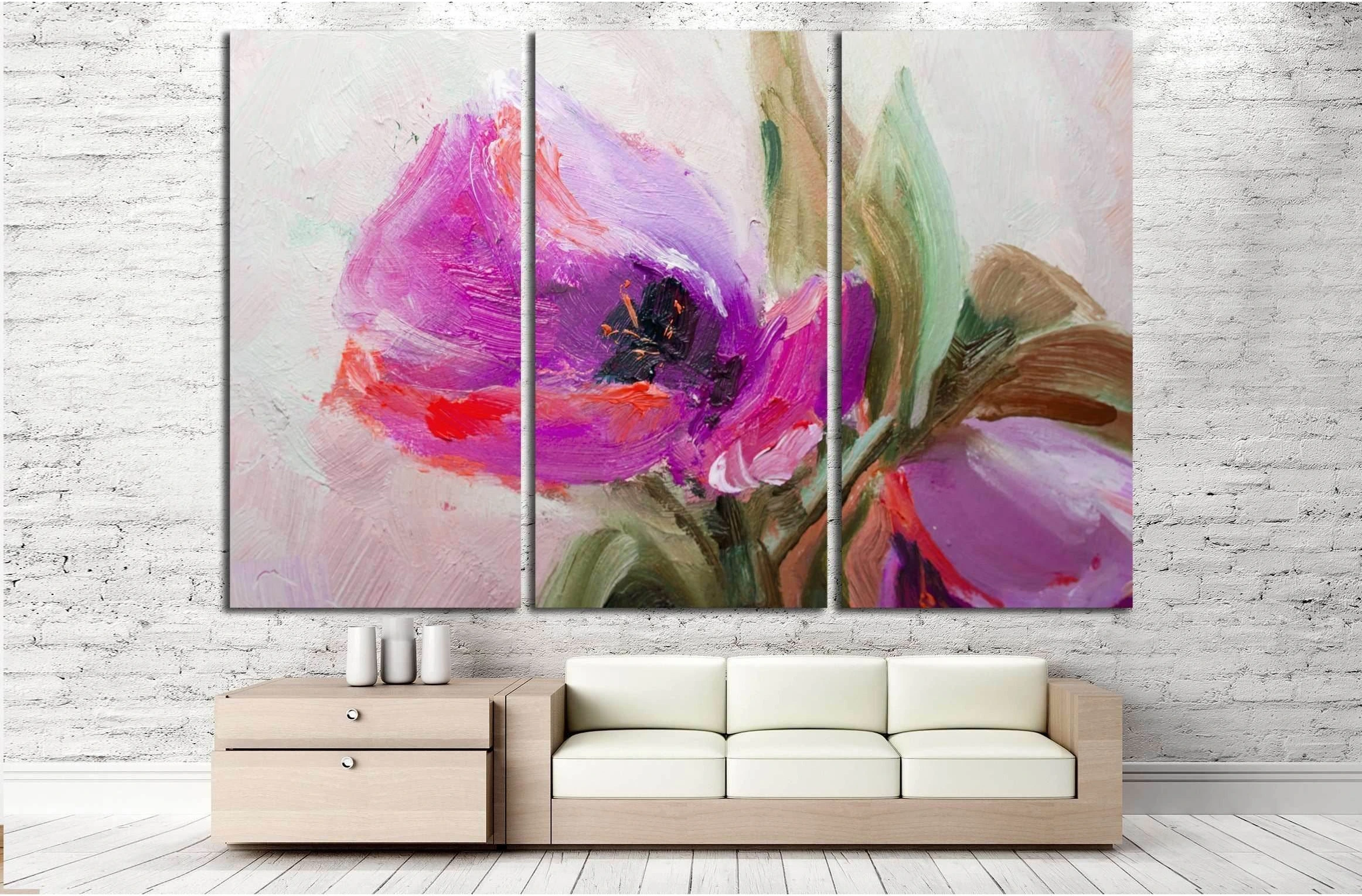 Texture oil painting, flowers, art, painted color image, paint, wallpaper and backgrounds №2552 Ready to Hang Canvas Print - Zellart Canvas Prints ALL_Products, s-2552