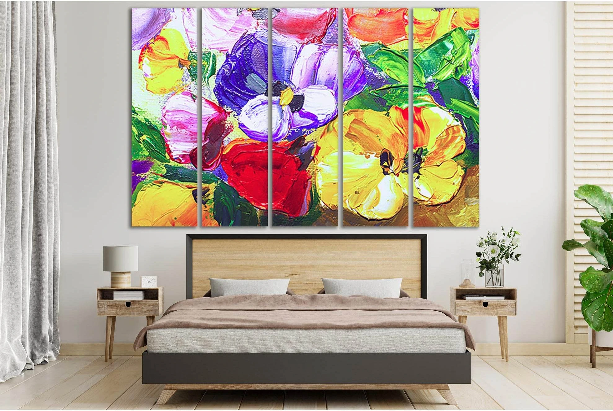Texture Oil Painting Flowers №SL595 Ready to Hang Canvas Print - Zellart Canvas Prints 0new, ALL_Products, Oil Painting Wall Art