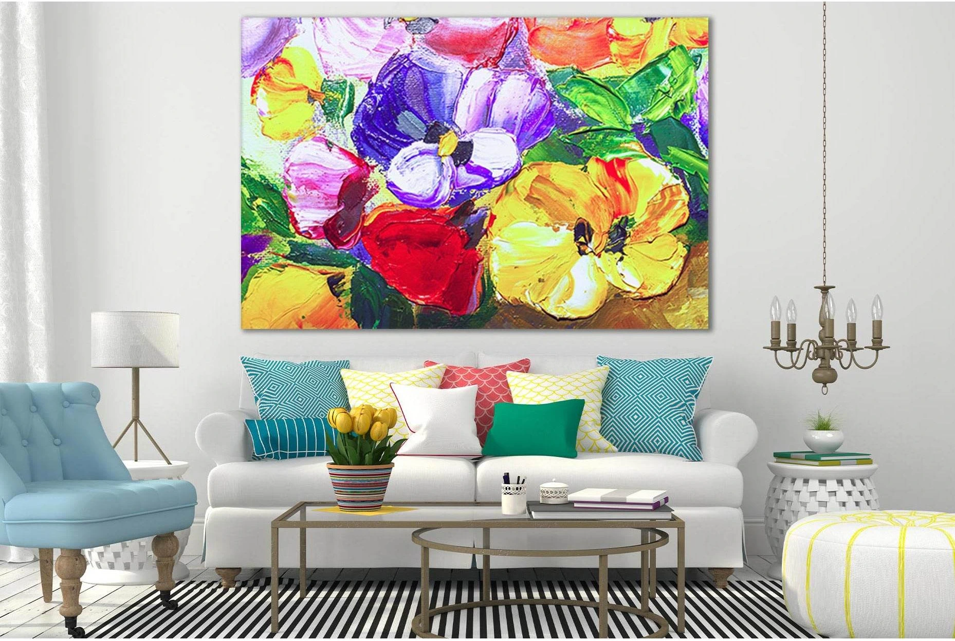 Texture Oil Painting Flowers №SL595 Ready to Hang Canvas Print - Zellart Canvas Prints 0new, ALL_Products, Oil Painting Wall Art