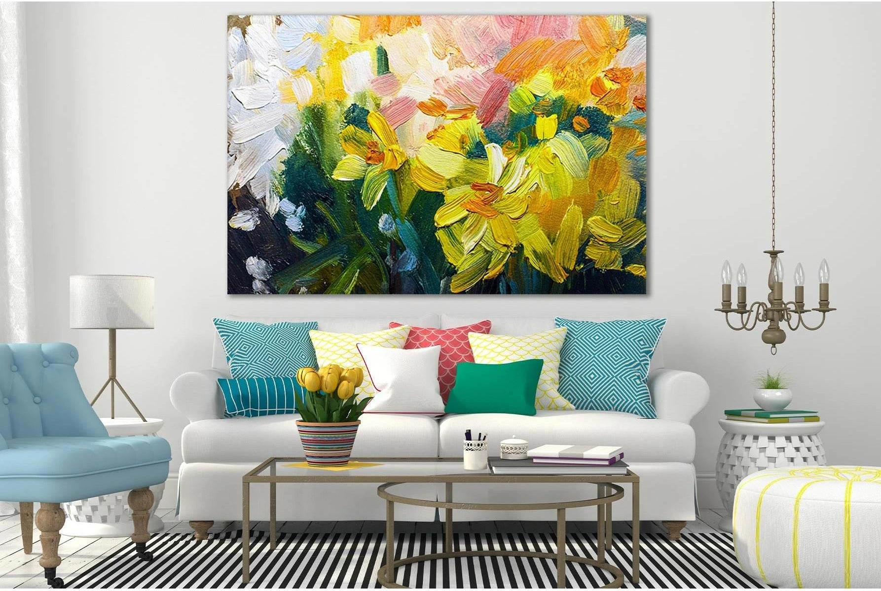 Texture Oil Painting Flowers №SL605 Ready to Hang Canvas Print - Zellart Canvas Prints 0new, ALL_Products, Oil Painting Wall Art