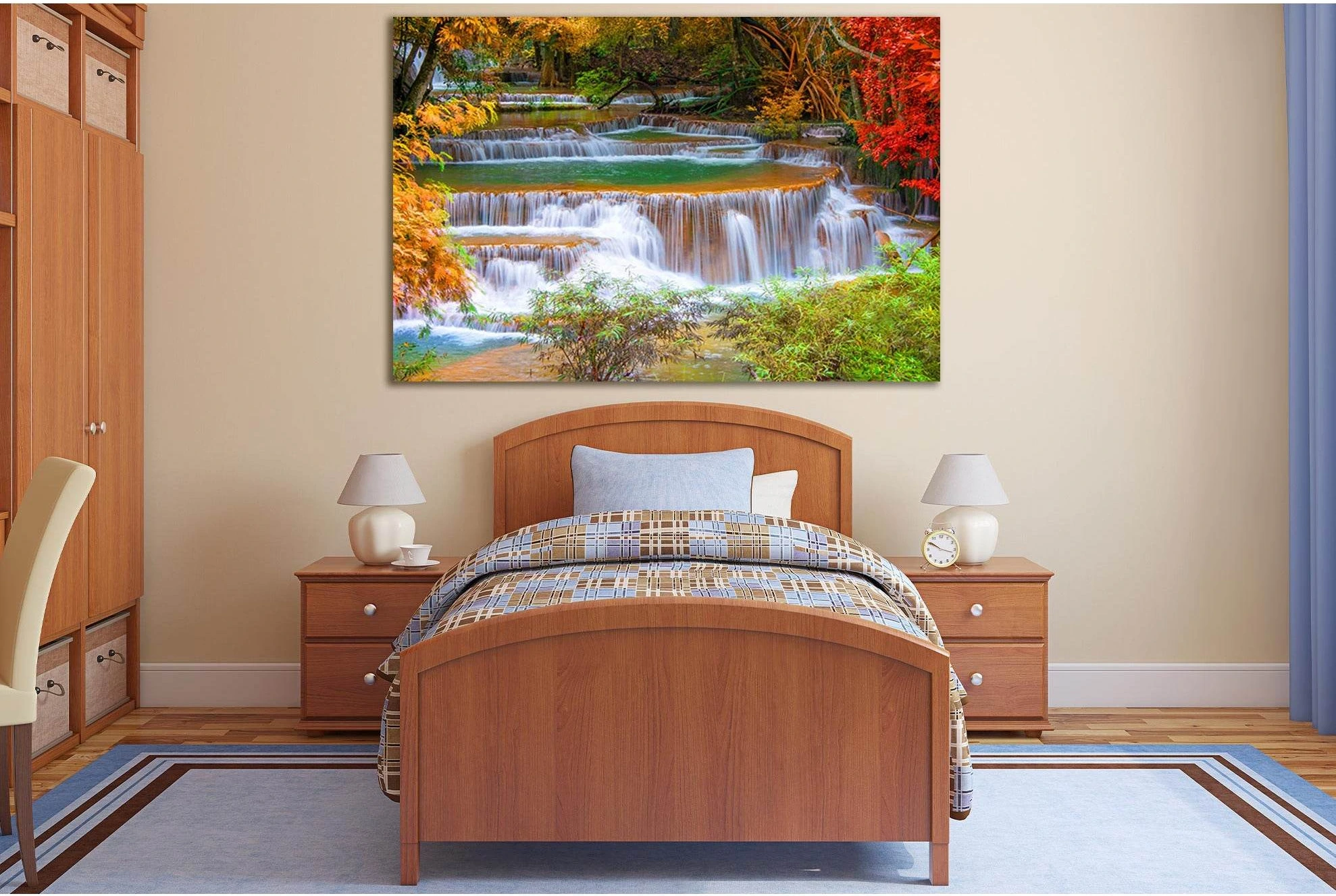 Thailand Autumn Waterfall Kanchanaburi №SL486 Ready to Hang Canvas Print - Zellart Canvas Prints 0new, ALL_Products, Waterfall, Waterfall Wall Art
