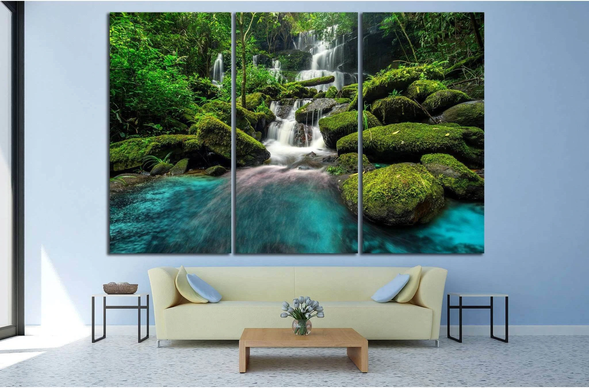 Thailand Forest Waterfall №597 Ready to Hang Canvas Print - Zellart Canvas Prints ALL_Products, s-597, Waterfall