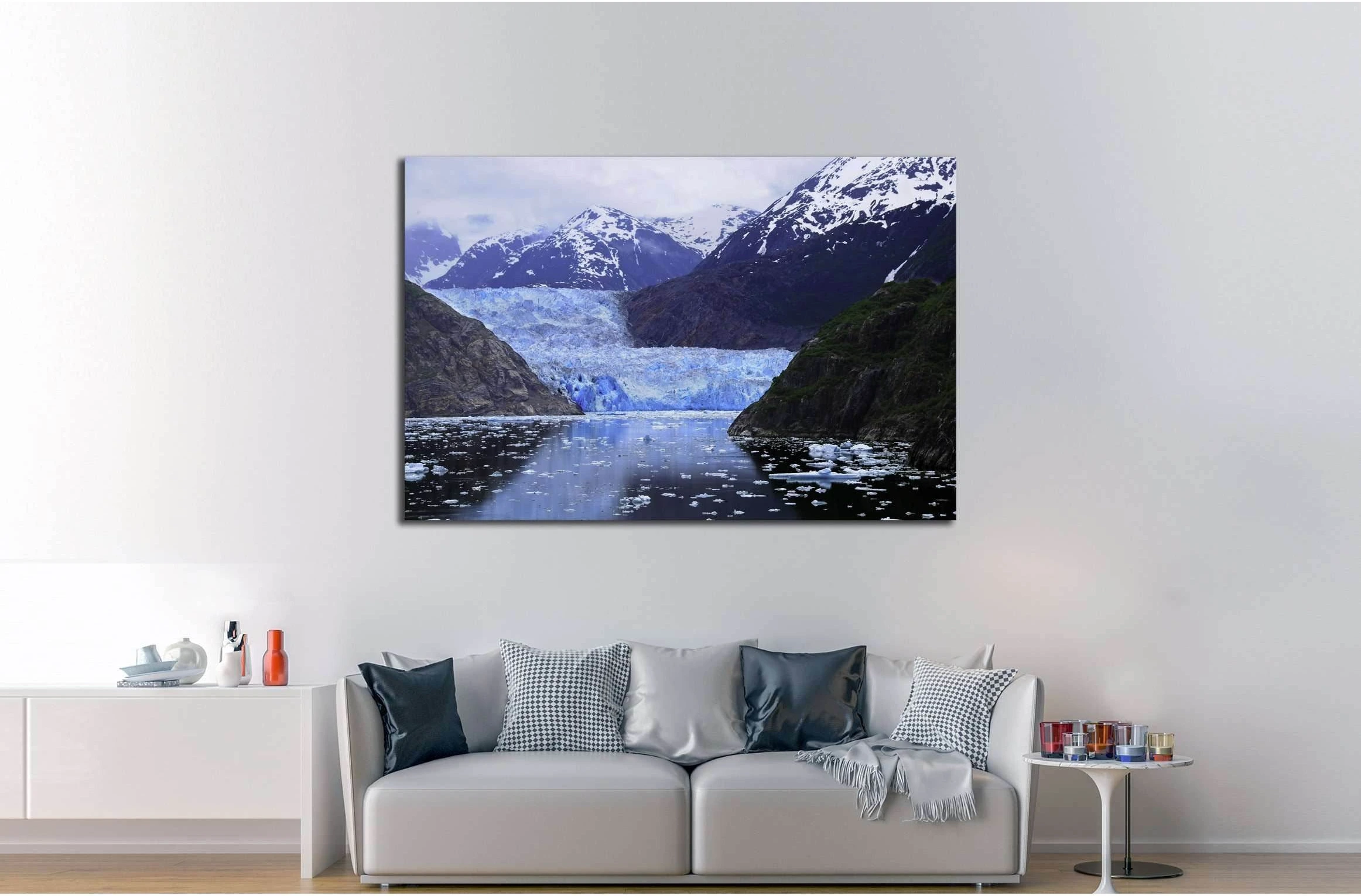 The blue Sawyer Glacier at Tracy Arm Fjord, Alaska №2673 Ready to Hang Canvas Print - Zellart Canvas Prints ALL_Products, s-2673