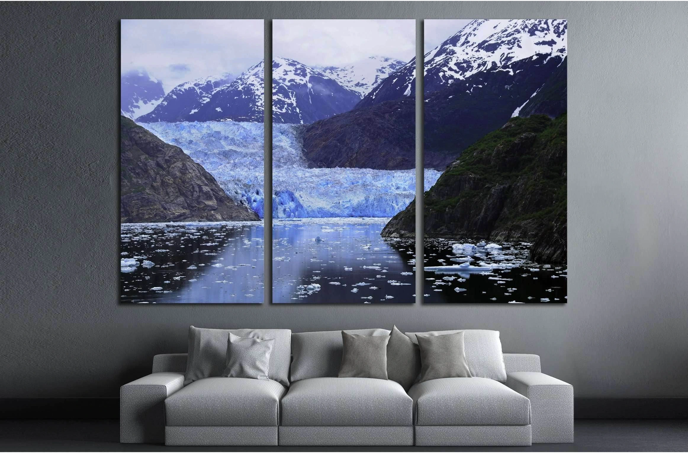 The blue Sawyer Glacier at Tracy Arm Fjord, Alaska №2673 Ready to Hang Canvas Print - Zellart Canvas Prints ALL_Products, s-2673
