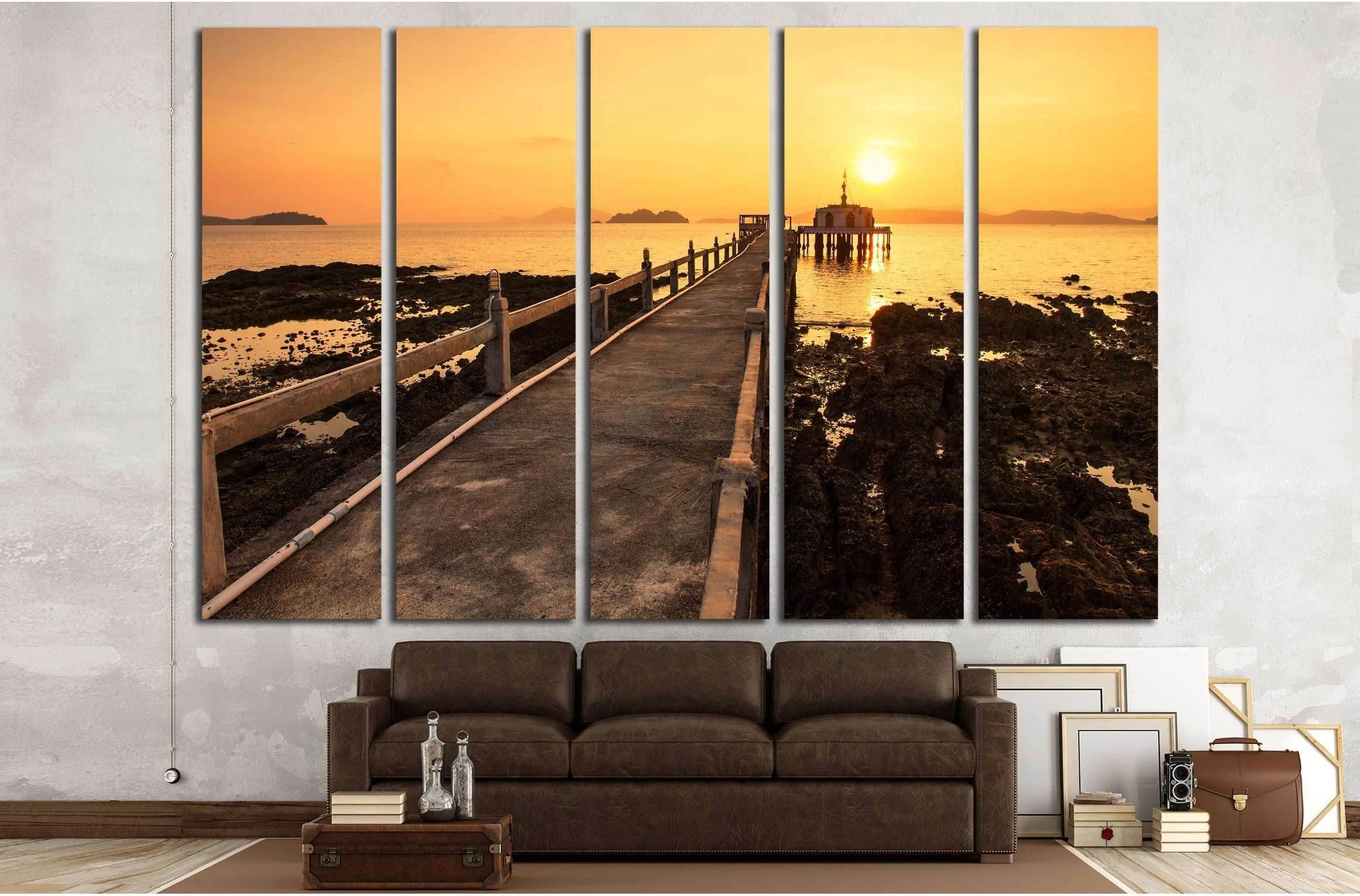 The bridge at Old Church In The Sea №3141 Ready to Hang Canvas Print - Zellart Canvas Prints ALL_Products, s-3141