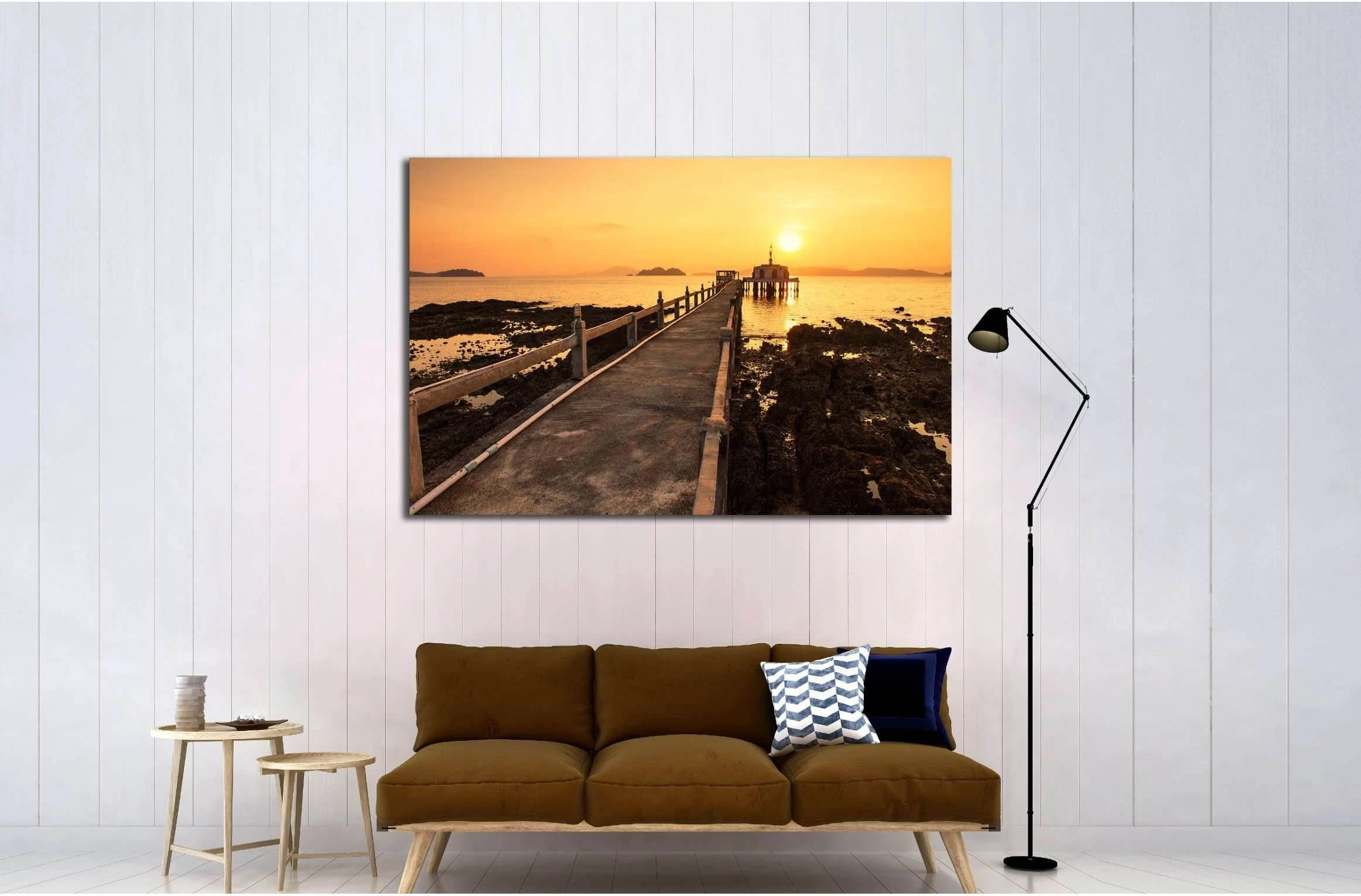 The bridge at Old Church In The Sea №3141 Ready to Hang Canvas Print - Zellart Canvas Prints ALL_Products, s-3141