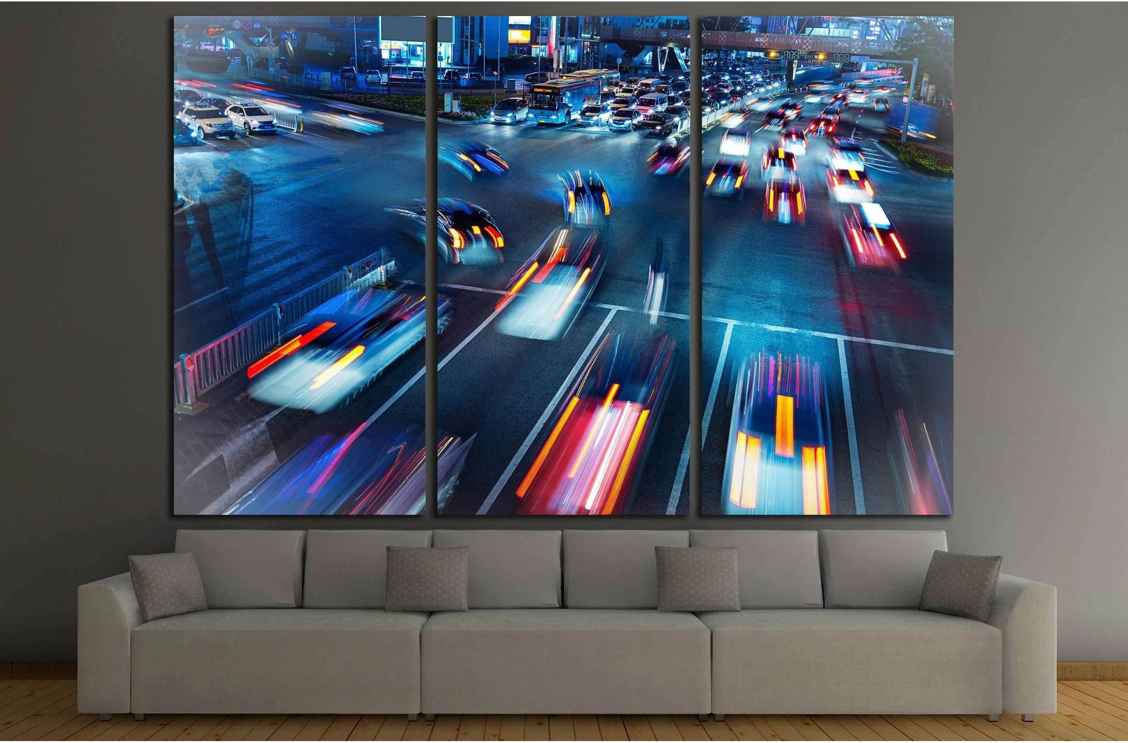 The busy traffic in the city №2213 Ready to Hang Canvas Print - Zellart Canvas Prints ALL_Products, s-2213