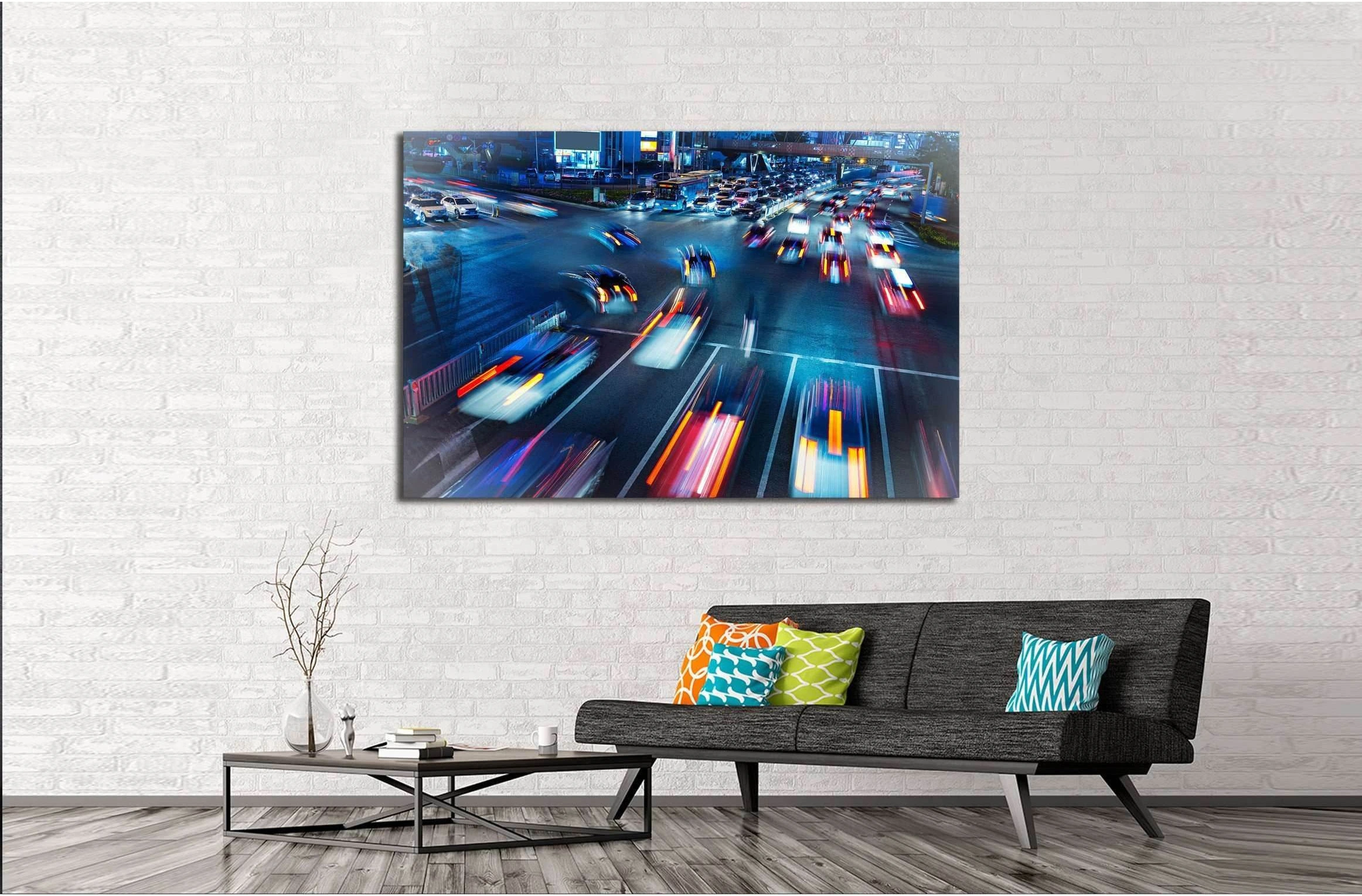 The busy traffic in the city №2213 Ready to Hang Canvas Print - Zellart Canvas Prints ALL_Products, s-2213