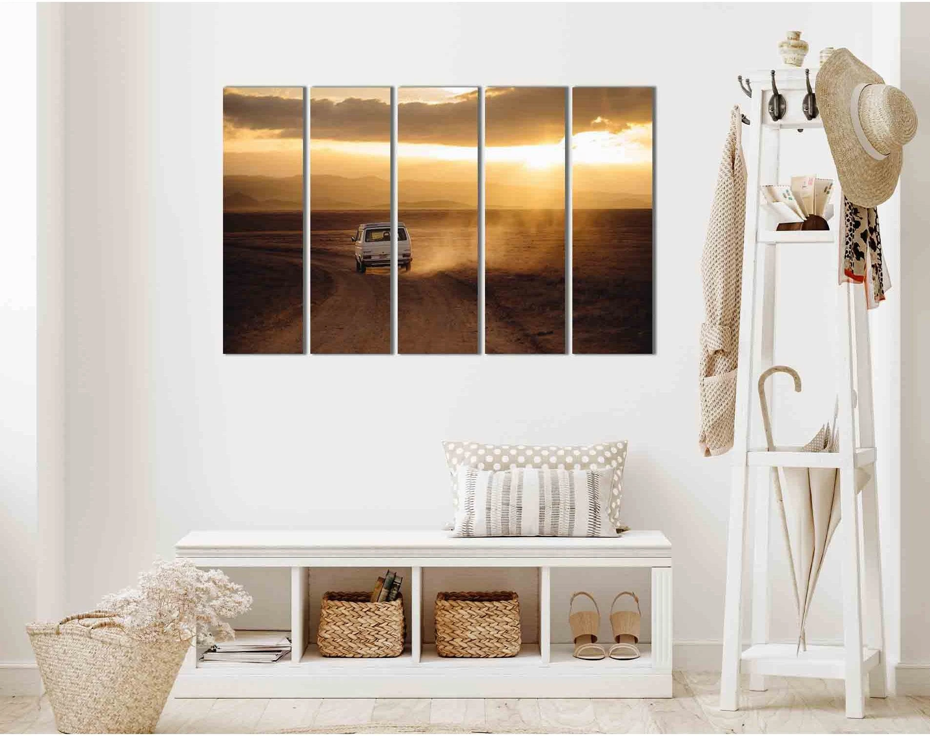 The car leaving into the sunset №D1814 Ready to Hang Canvas Print - Zellart Canvas Prints 0new, ALL_Products, Sunrise & sunset wall art