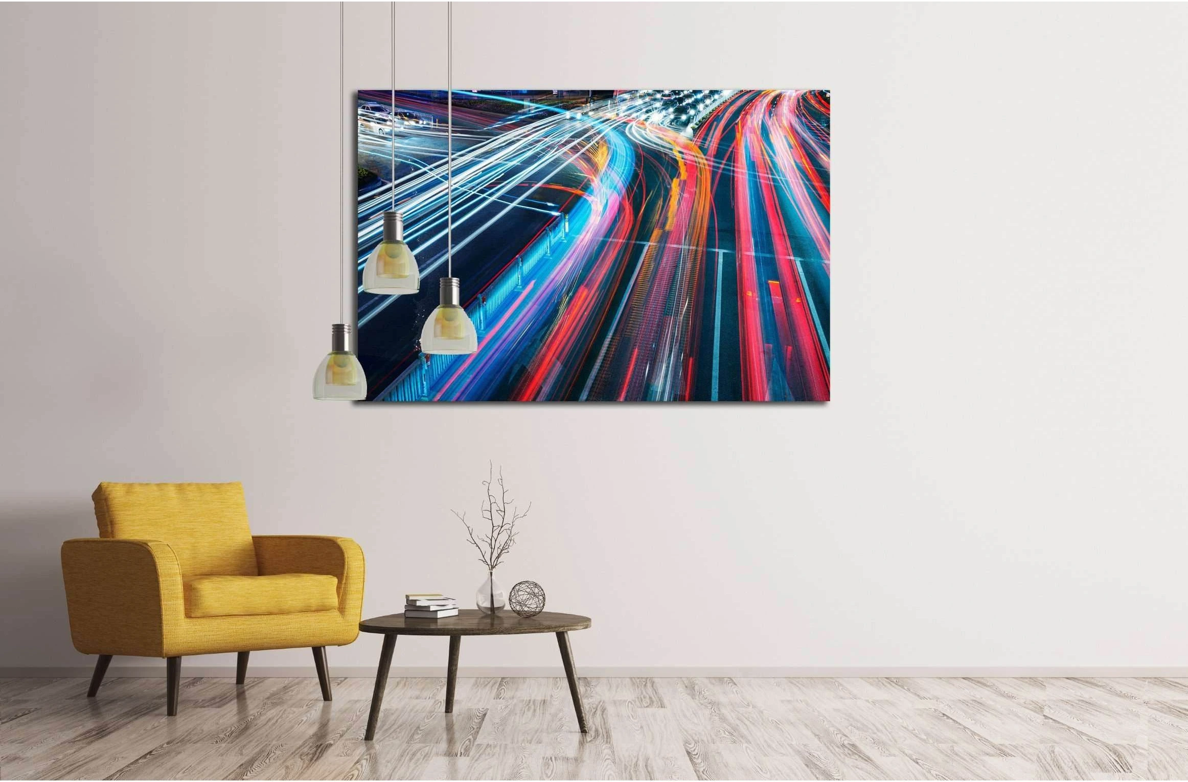 The car light trails in the city №2215 Ready to Hang Canvas Print - Zellart Canvas Prints ALL_Products, s-2215