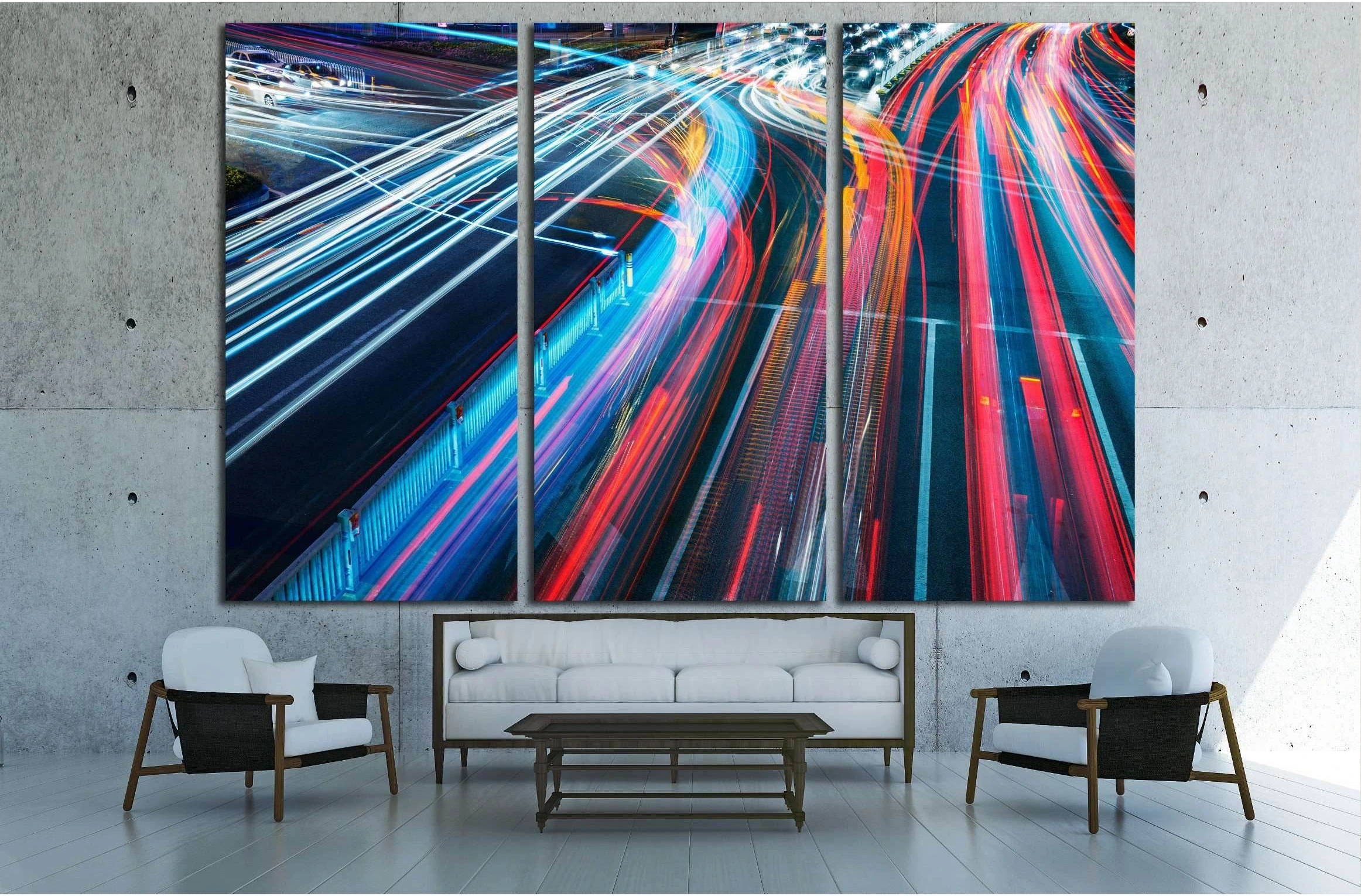 The car light trails in the city №2215 Ready to Hang Canvas Print - Zellart Canvas Prints ALL_Products, s-2215