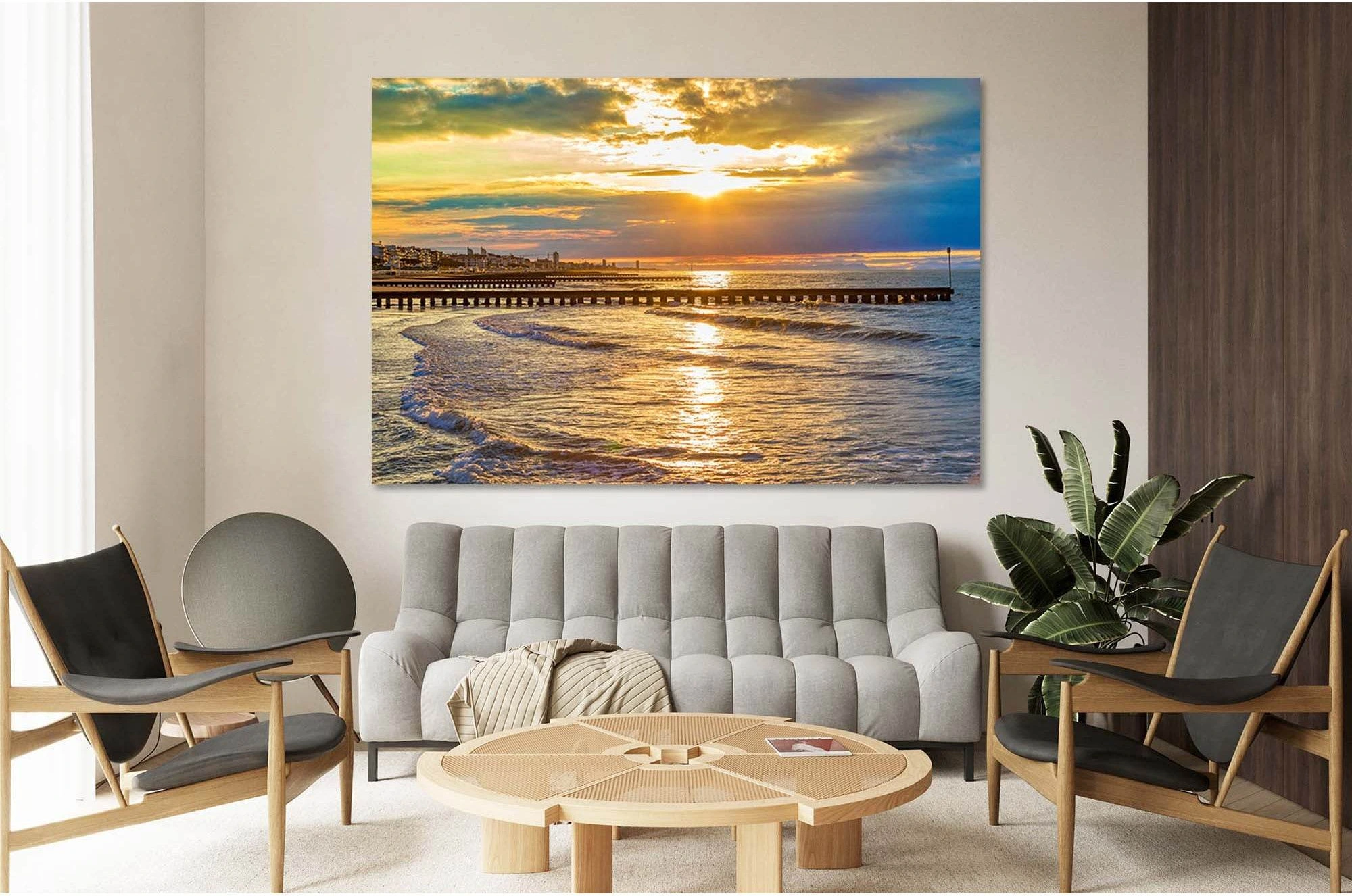 The coast in the sun №D1238 Ready to Hang Canvas Print - Zellart Canvas Prints 0new, ALL_Products, Sunrise & sunset wall art