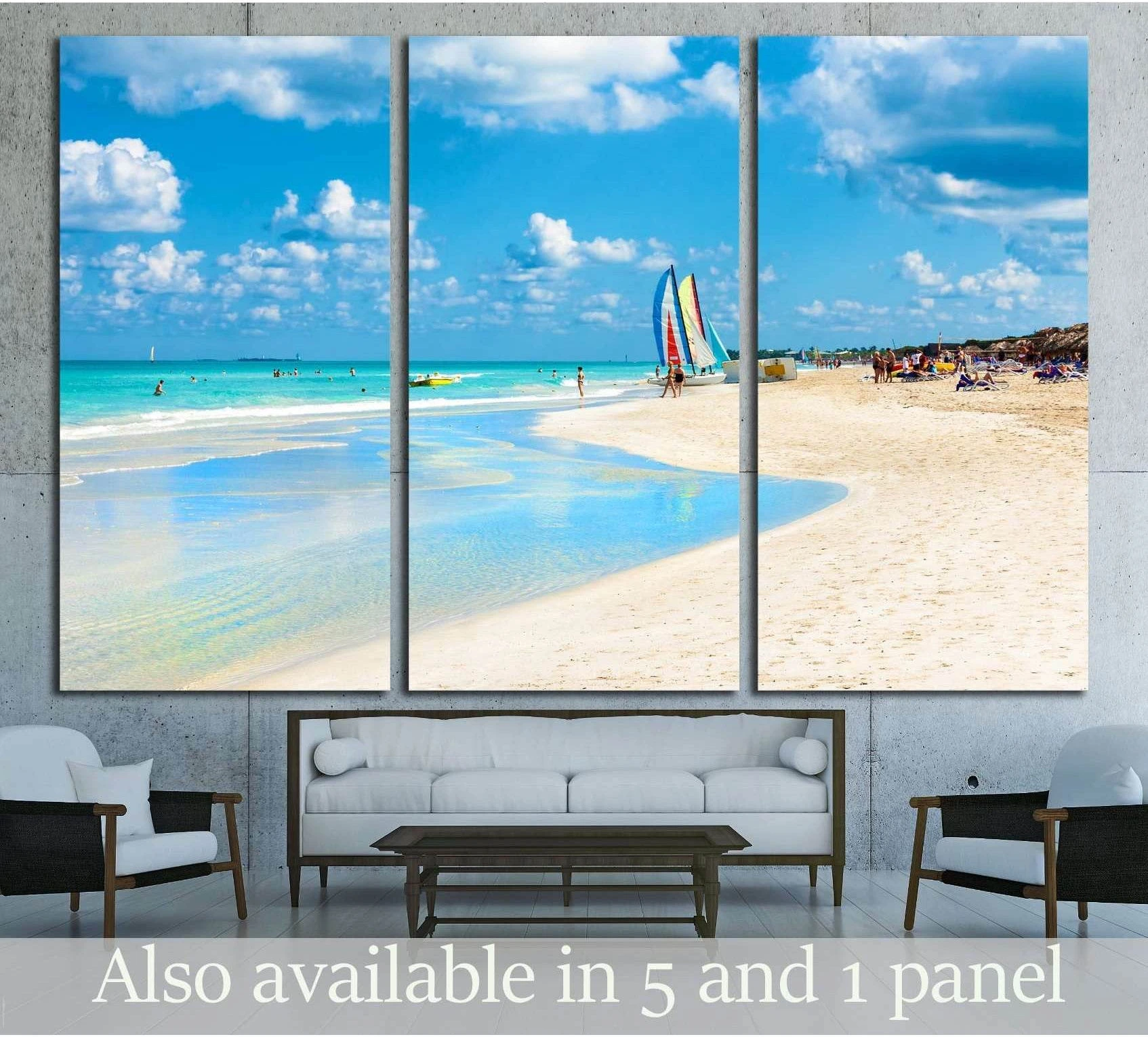 The famous beach of Varadero in Cuba with a calm turquoise ocean showing sea water, shoreline and horizon depth.
