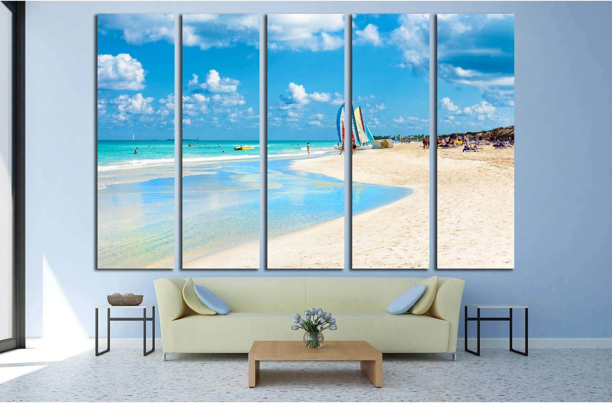 The famous beach of Varadero in Cuba with a calm turquoise ocean №2691 Ready to Hang Canvas Print - Zellart Canvas Prints ALL_Products, s-2691