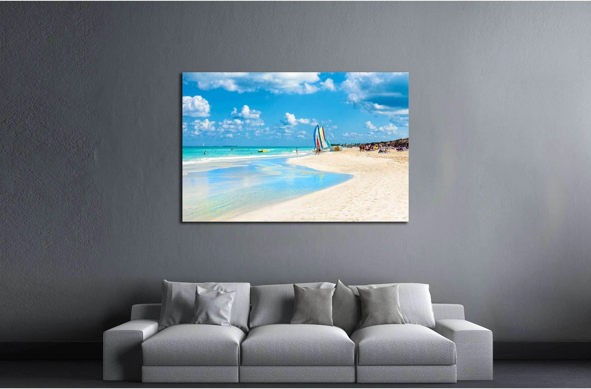 The famous beach of Varadero in Cuba with a calm turquoise ocean №2691 Ready to Hang Canvas Print - Zellart Canvas Prints ALL_Products, s-2691