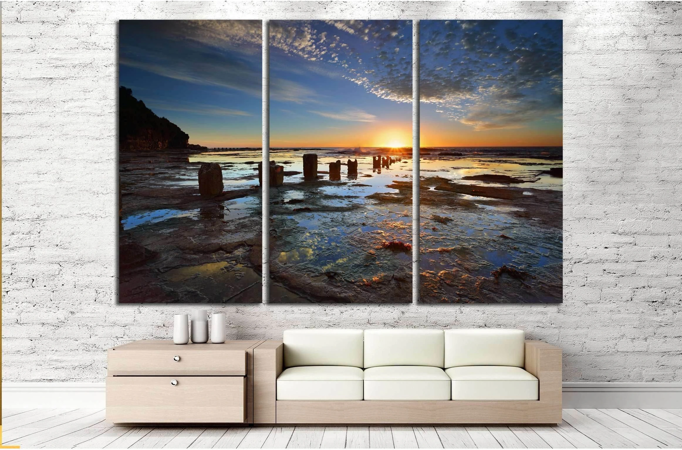 The golden sun rises on the horizon its first rays of light streaking across Australia №2523 Ready to Hang Canvas Print - Zellart Canvas Prints ALL_Products, s-2523