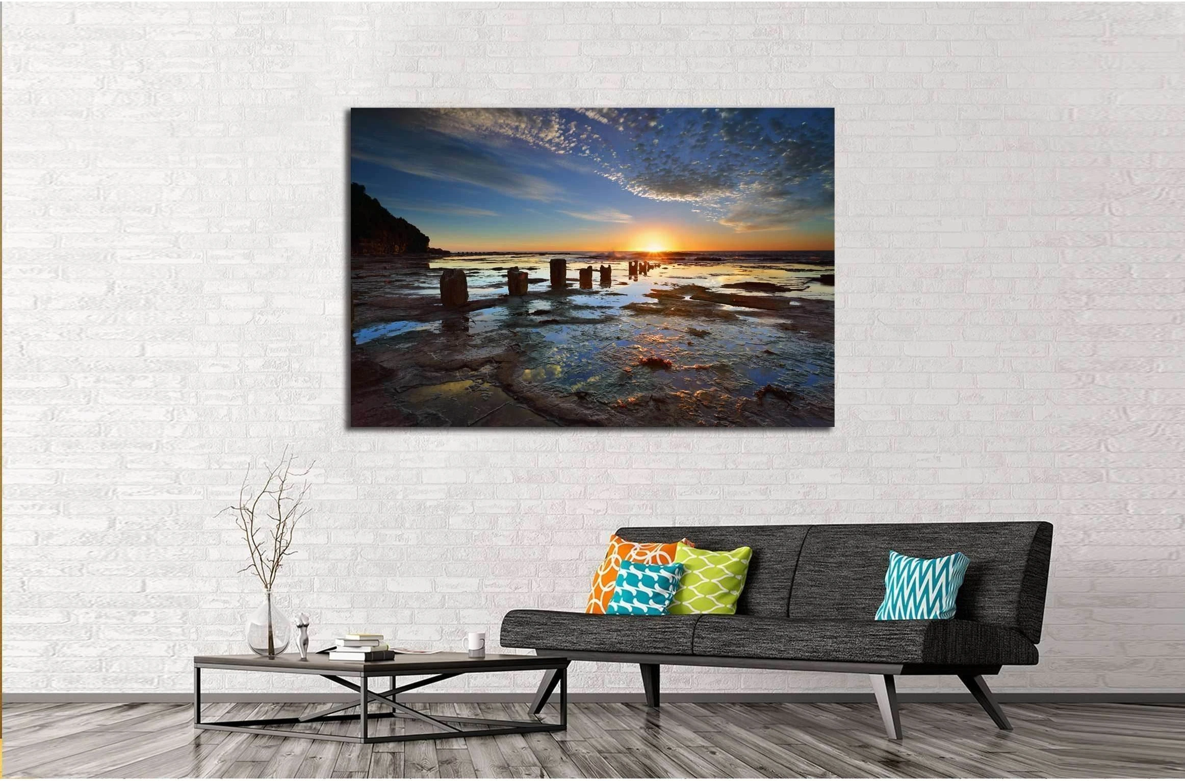 The golden sun rises on the horizon its first rays of light streaking across Australia №2523 Ready to Hang Canvas Print - Zellart Canvas Prints ALL_Products, s-2523
