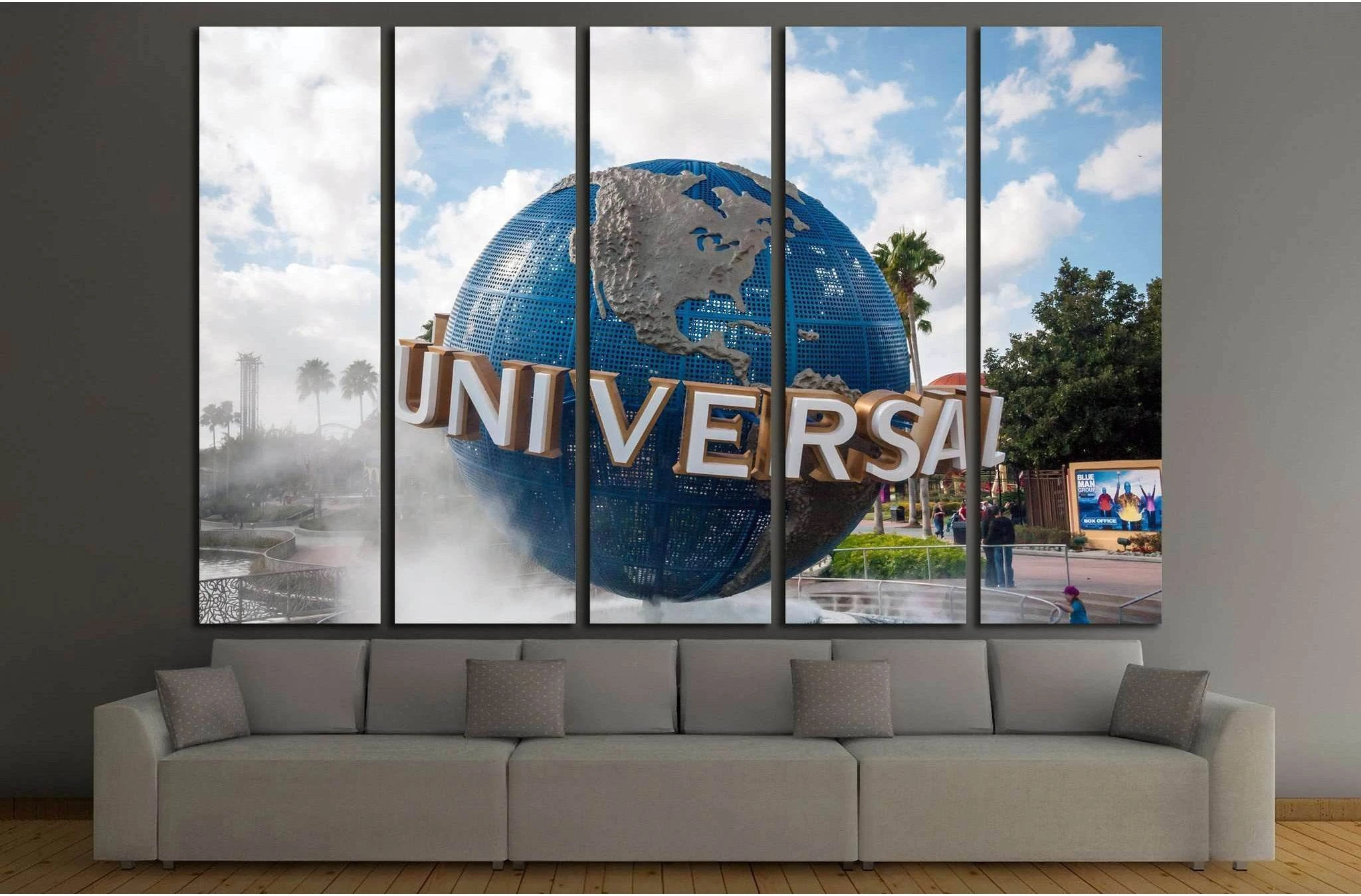 The large rotating Universal logo globe, ORLANDO, FLORIDA, USA №1941 Ready to Hang Canvas Print - Zellart Canvas Prints ALL_Products, s-1941