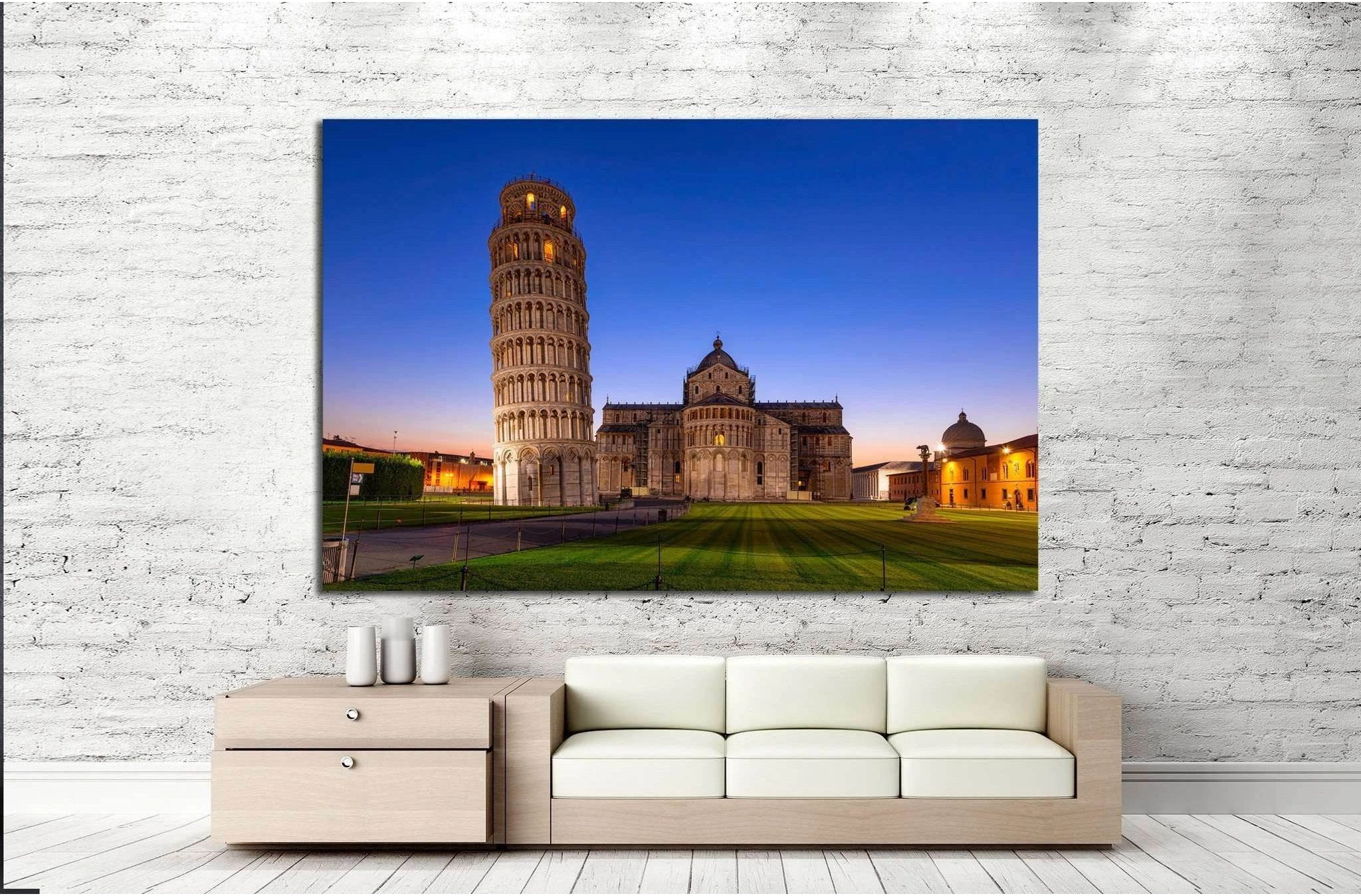 The Leaning Tower of Pisa, Italy №1257 Ready to Hang Canvas Print - Zellart Canvas Prints ALL_Products, s-1257