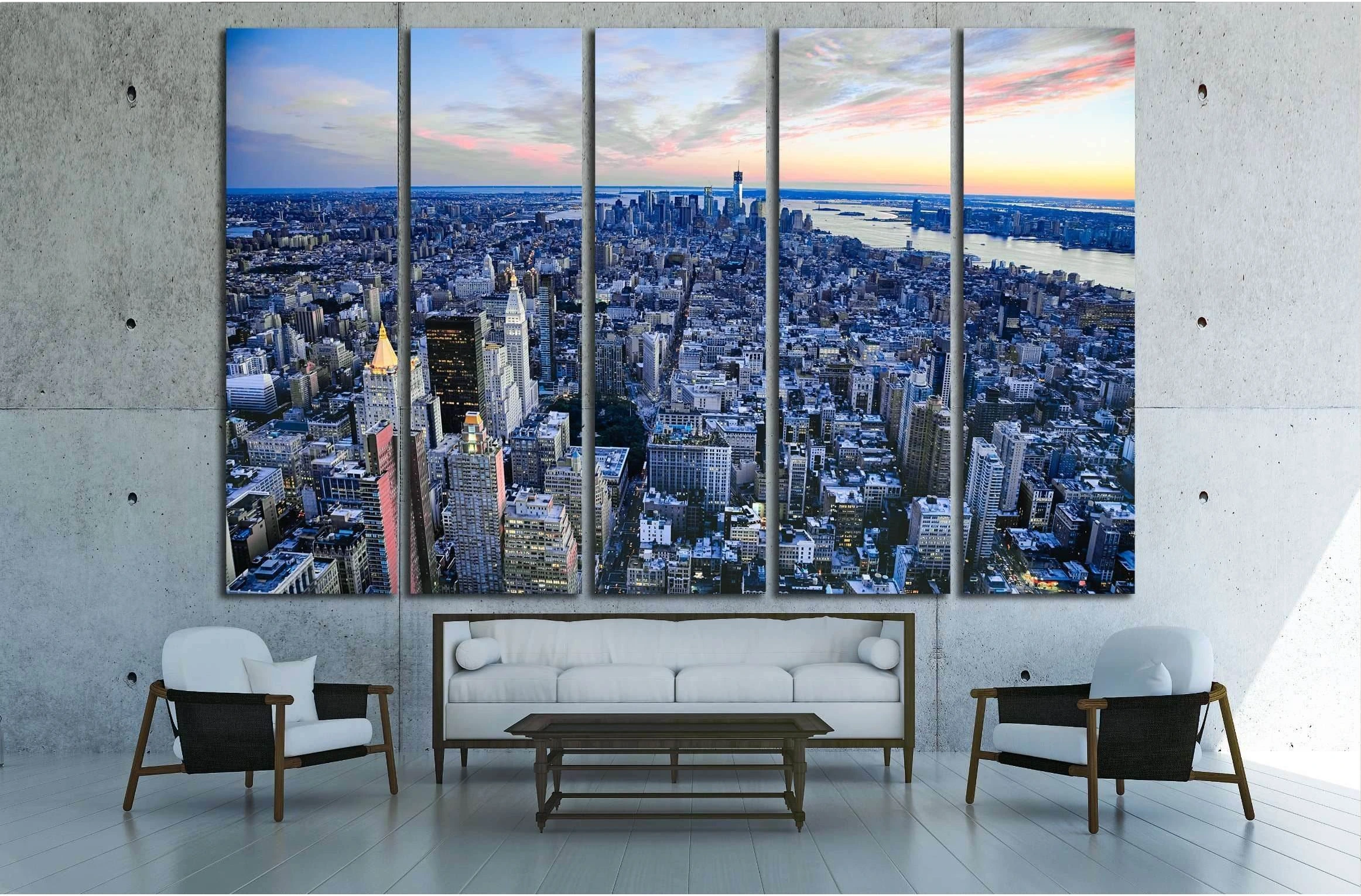 The New York City and New Jersey skyline at afternoon the Freedom tower №2631 Ready to Hang Canvas Print - Zellart Canvas Prints 0_NY_ART, ALL_Products, s-2631