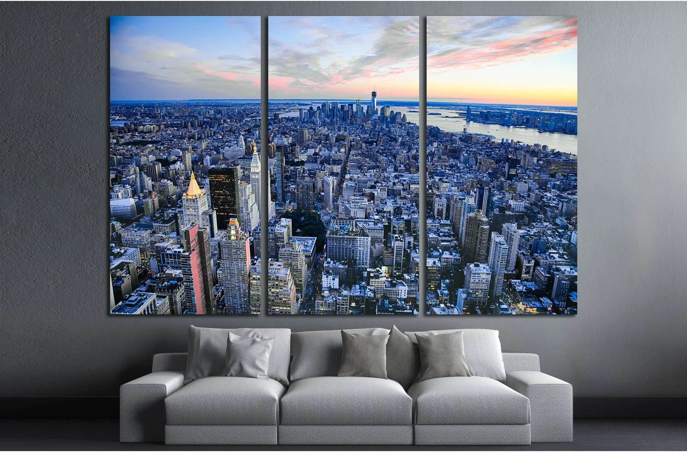 The New York City and New Jersey skyline at afternoon the Freedom tower №2631 Ready to Hang Canvas Print - Zellart Canvas Prints 0_NY_ART, ALL_Products, s-2631