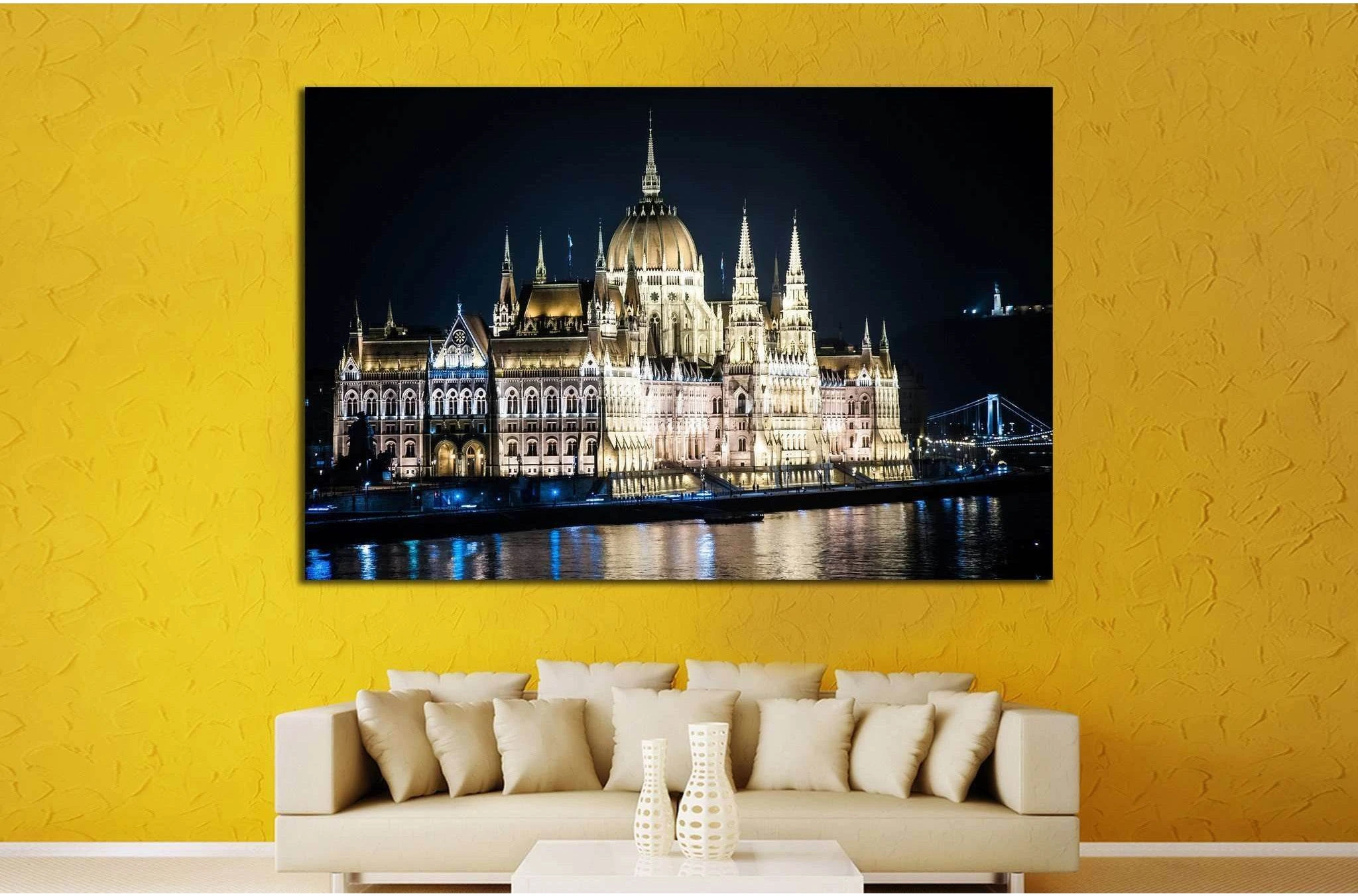 The Parliament of Budapest at night №1282 Ready to Hang Canvas Print - Zellart Canvas Prints ALL_Products, s-1282