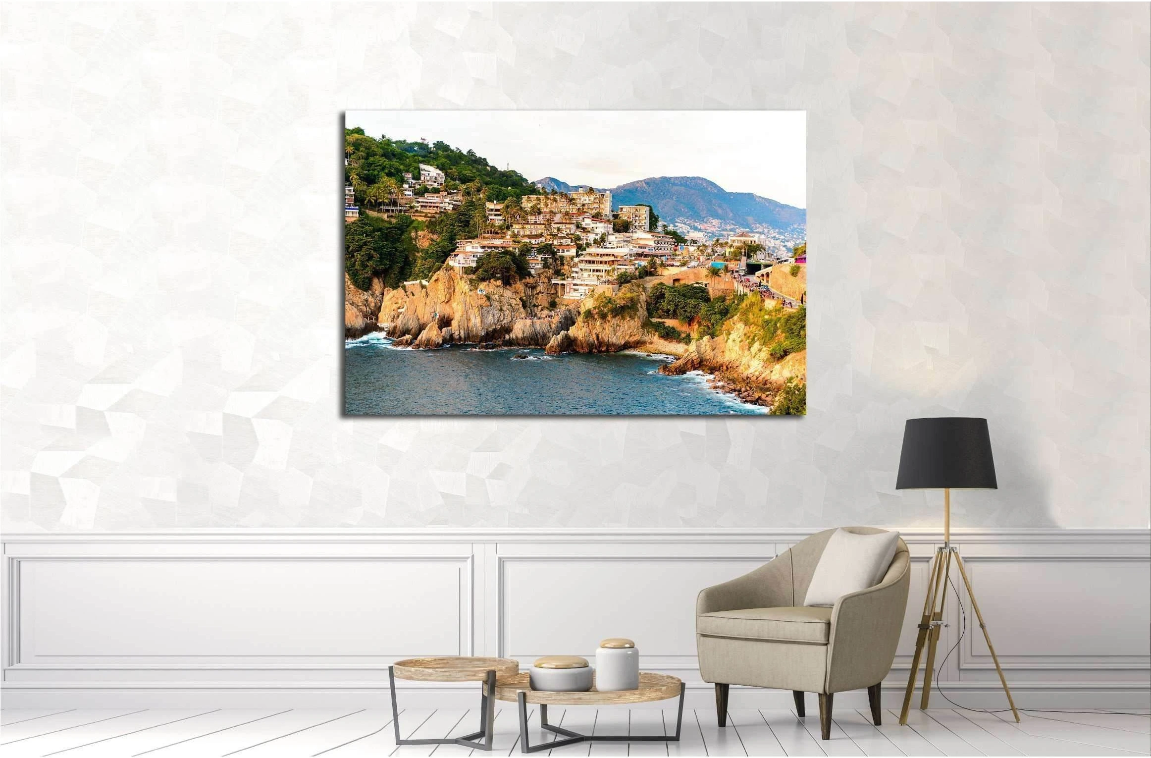 The rock La Quebrada, one of the most famous tourist attractions in Acapulco, Mexico №2395 Ready to Hang Canvas Print - Zellart Canvas Prints ALL_Products, s-2395