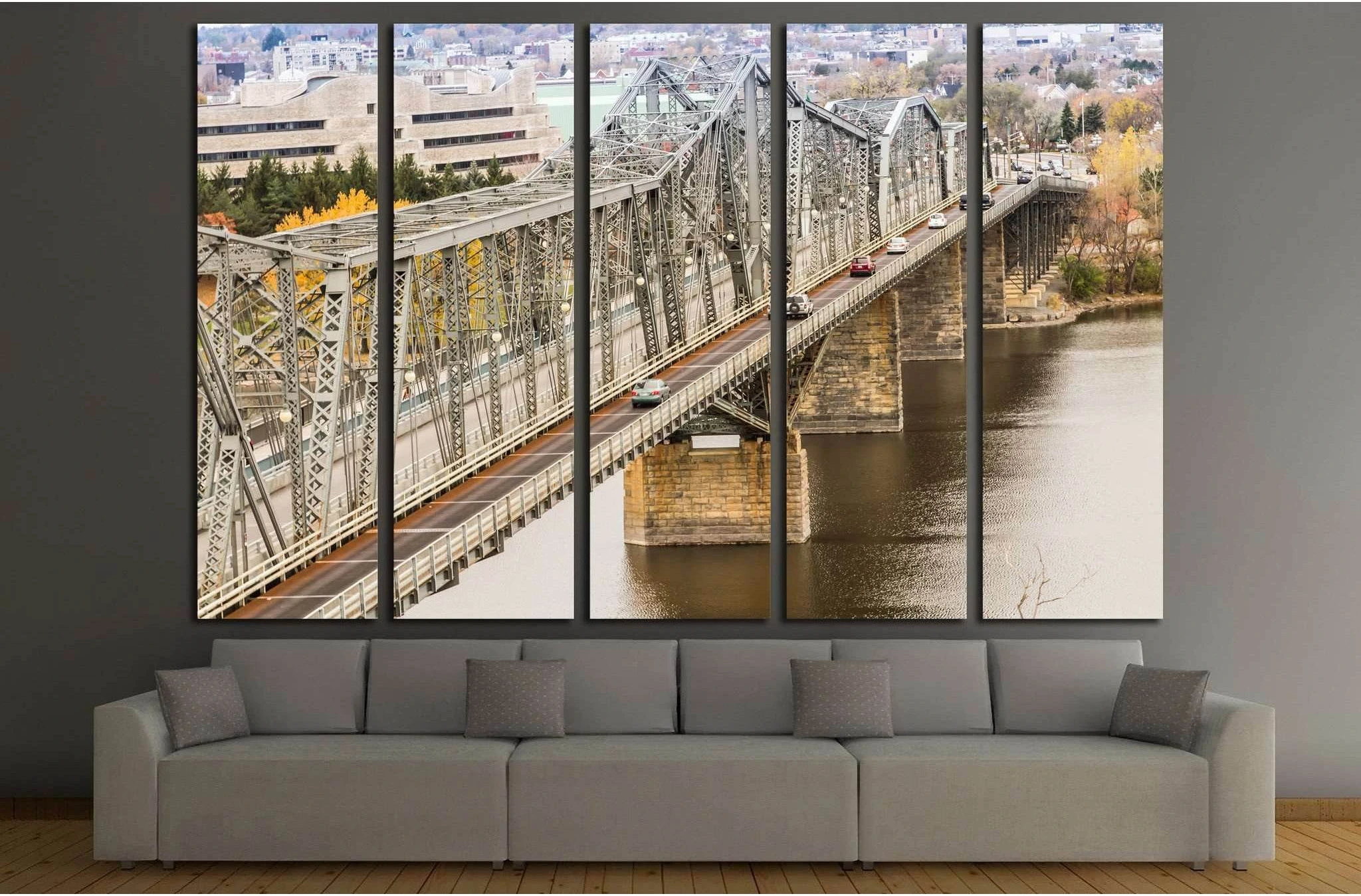 The Royal Alexandra Interprovincial Bridge is a steel truss cantilever bridge spanning the Ottawa River between Ottawa, Ontario and Gatineau, Quebec, Ottawa, Canada №2020 Ready to Hang Canvas Print - Zellart Canvas Prints ALL_Products, s-2020