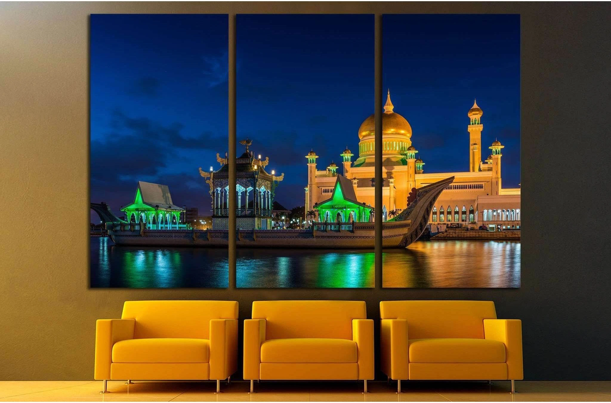 The Sultan Omar Ali Saifuddin Mosque in Bandar Seri Begawan, Brunei №1797 Ready to Hang Canvas Print - Zellart Canvas Prints ALL_Products, s-1797