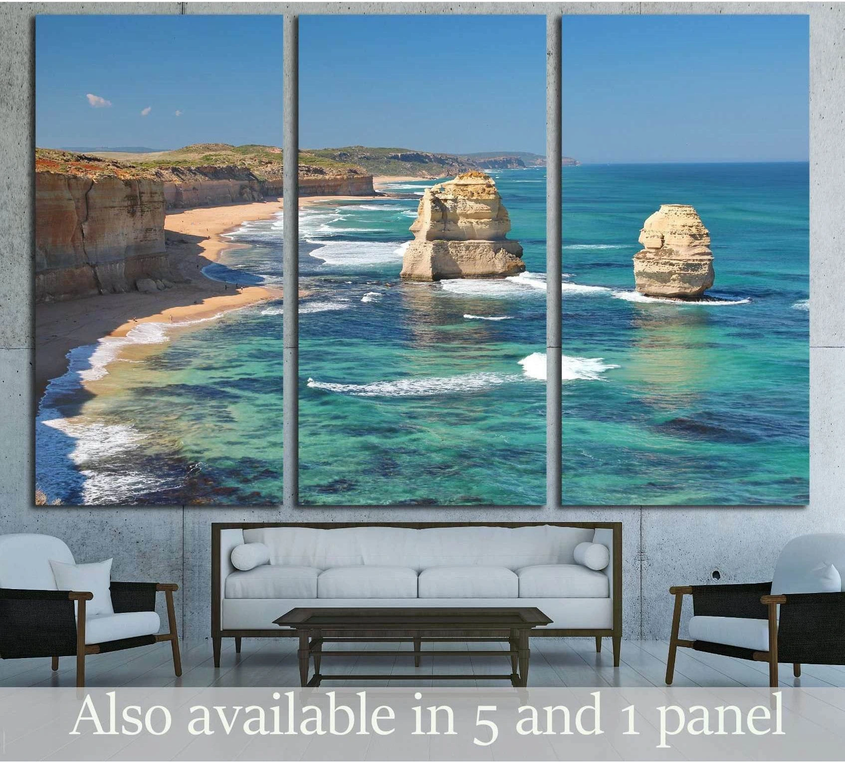 The Twelve Apostles, Australia showing blue ocean wall art with water and coastal depth.