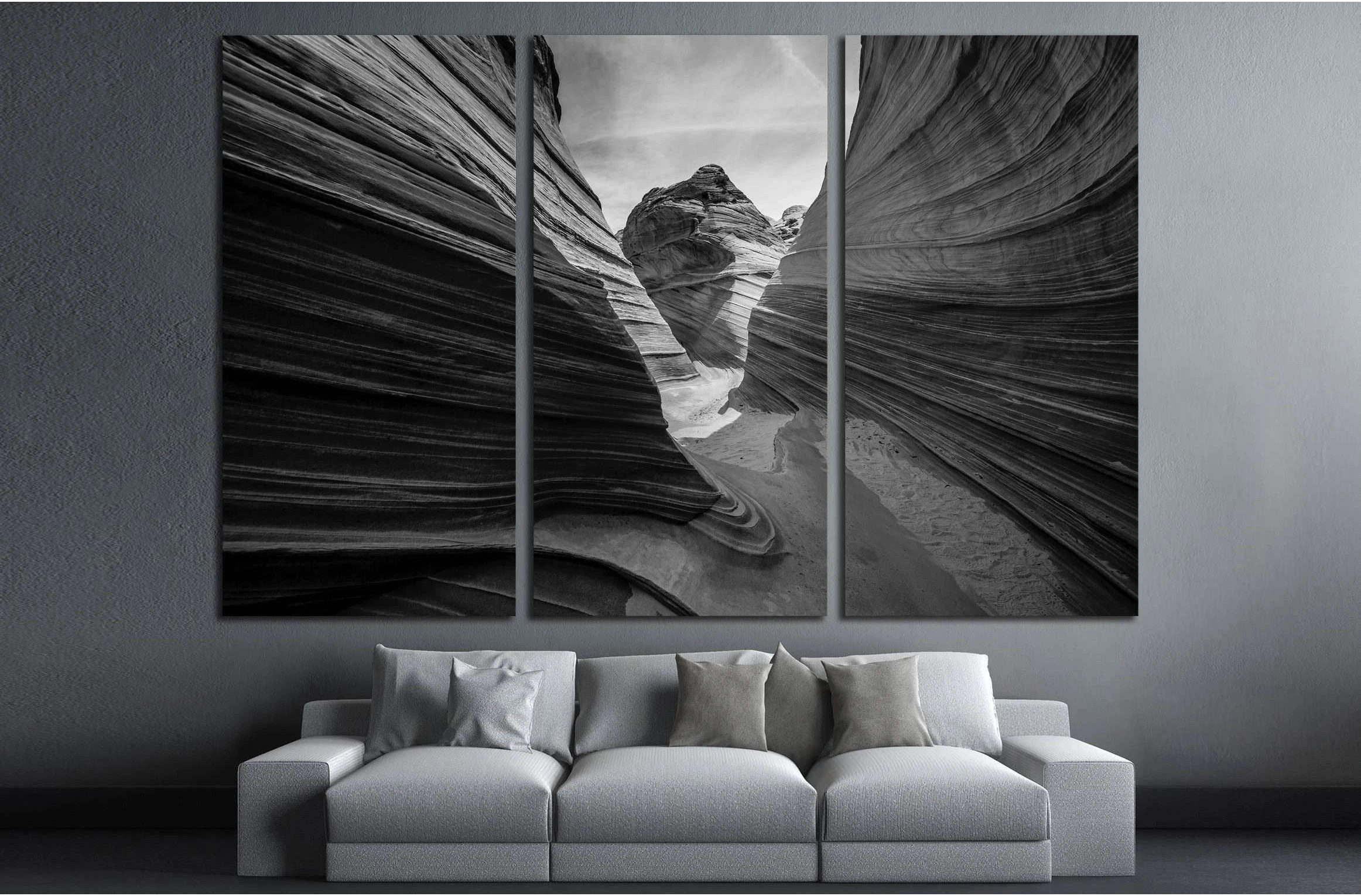 The Wave, Arizona Black and White №2930 Ready to Hang Canvas Print - Zellart Canvas Prints ALL_Products, s-2930
