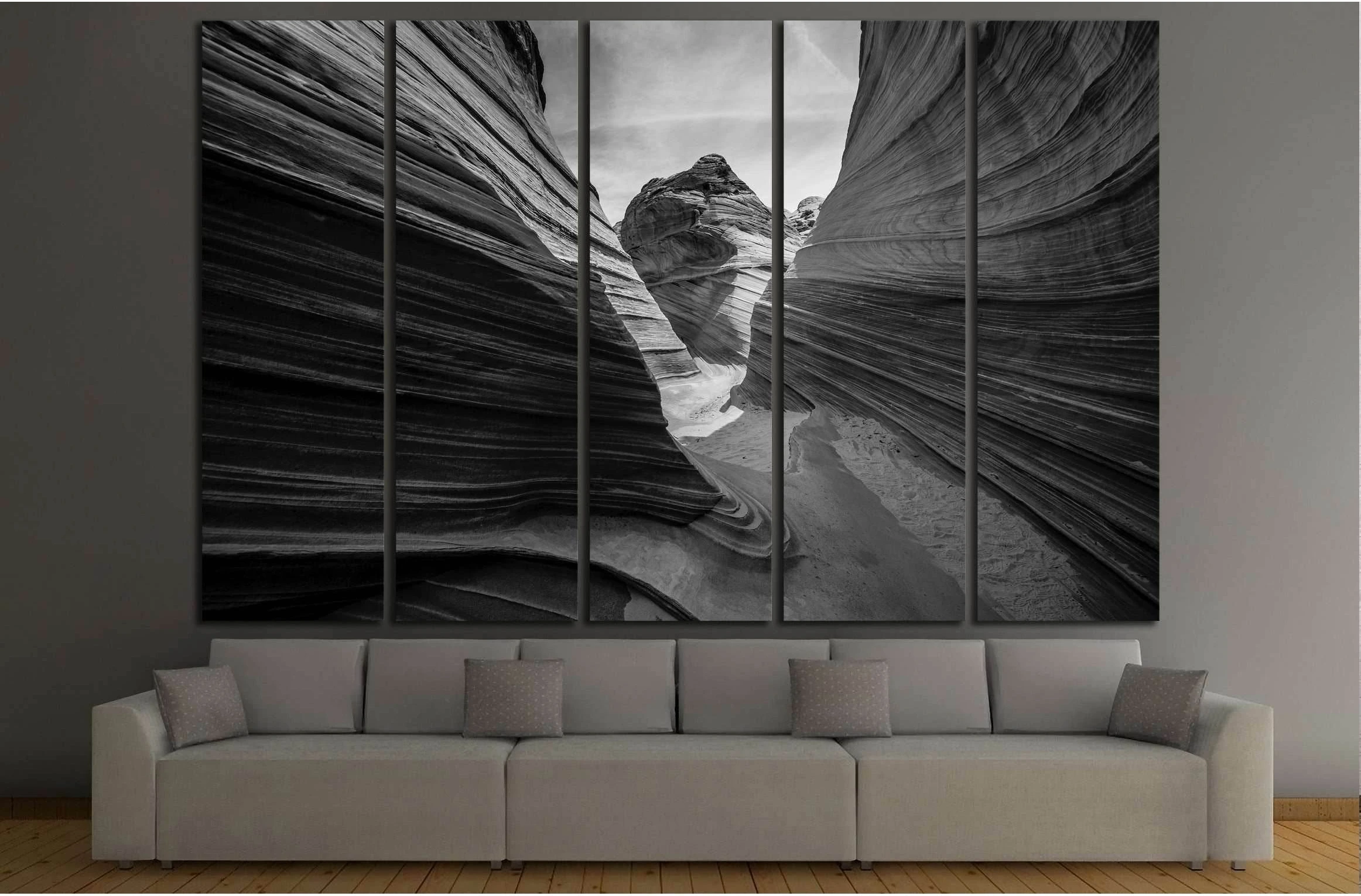 The Wave, Arizona Black and White №2930 Ready to Hang Canvas Print - Zellart Canvas Prints ALL_Products, s-2930